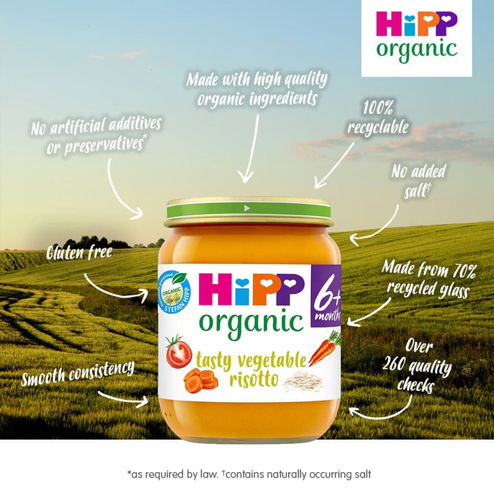 HiPP Organic Tasty Vegetable Risotto Baby Food Jar 6+ Months (6 x 125g)