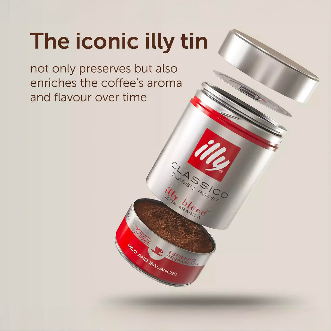 illy - Decaf Ground Coffee - Medium Roast - 100% Arabica - Perfect for Espresso Machines - 125g Tin