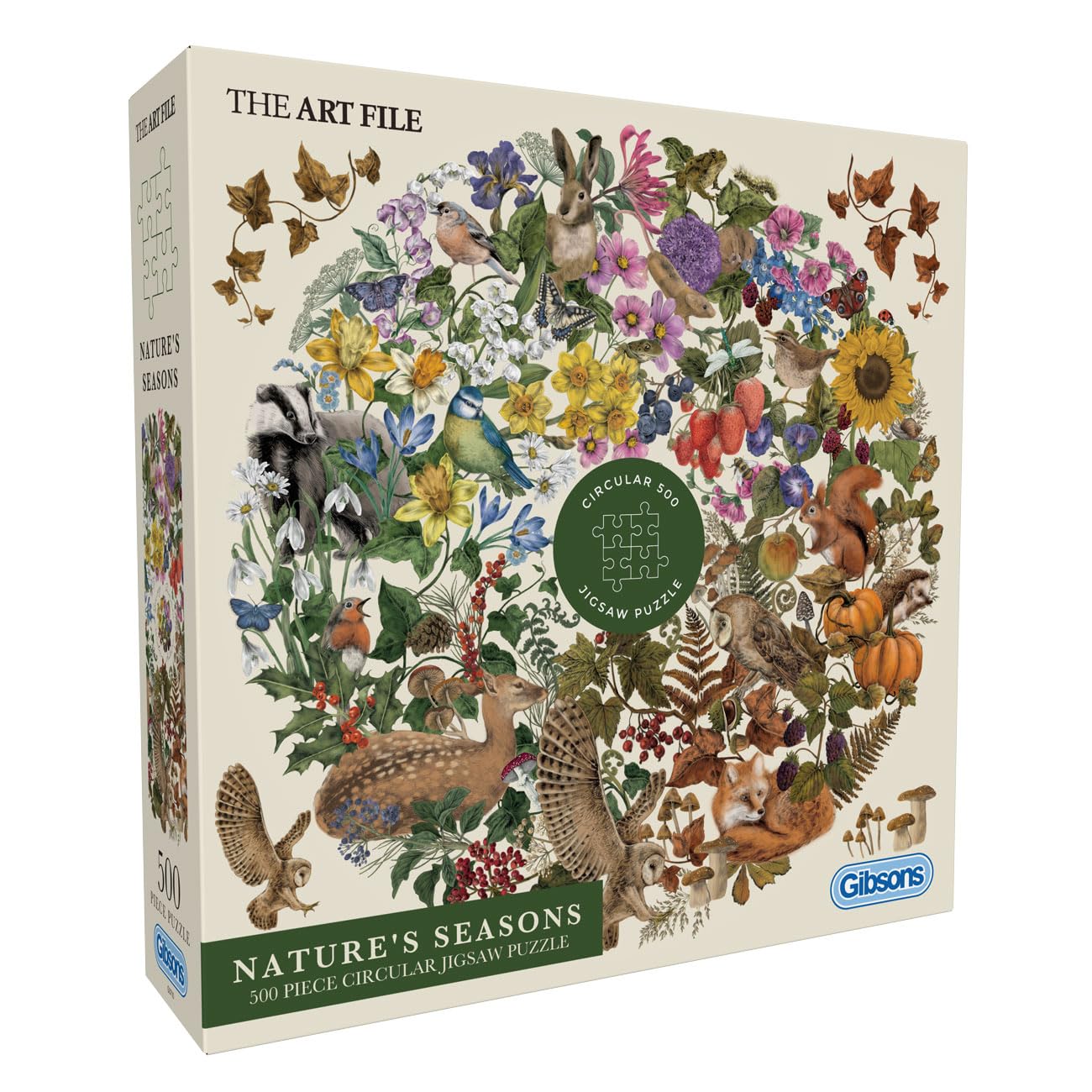 Gibsons The Art File Nature’s Seasons 500 Piece Circular Jigsaw Puzzle | 49 cm Diameter 1