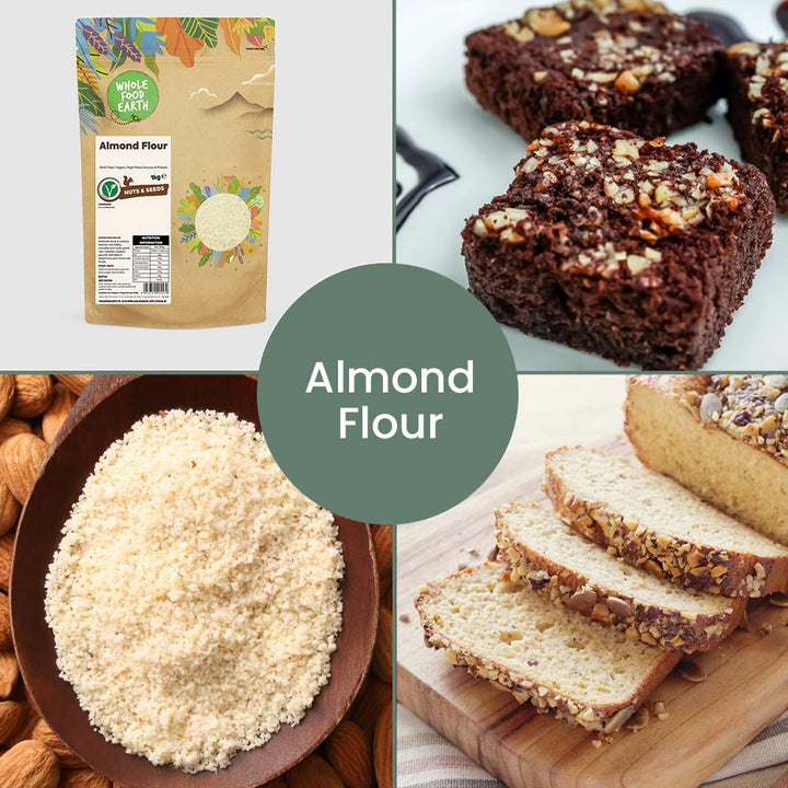 Wholefood Earth Almond Flour 500g | GMO-Free | High Fibre | Vegan | Recyclable Packaging