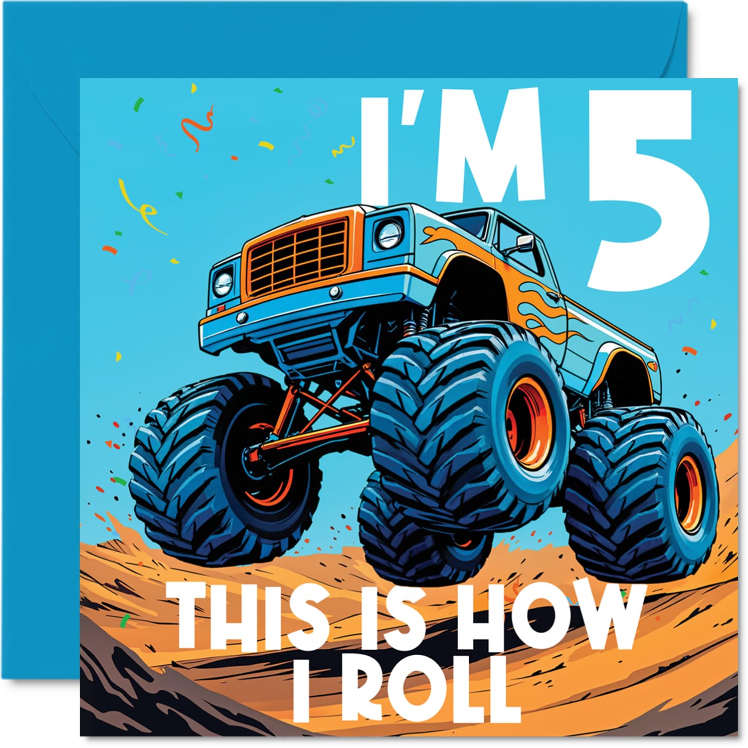 Stuff4 Boys 5th Birthday Card - Monster Truck 'This Is How I Roll' | 145mm x 145mm