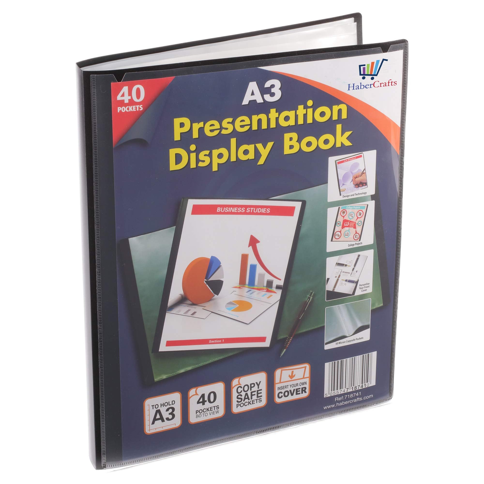 Habercrafts A3 Presentation Folder Display Book - 40 Pockets (80 Views) | Acid Free, Water Repellent 1