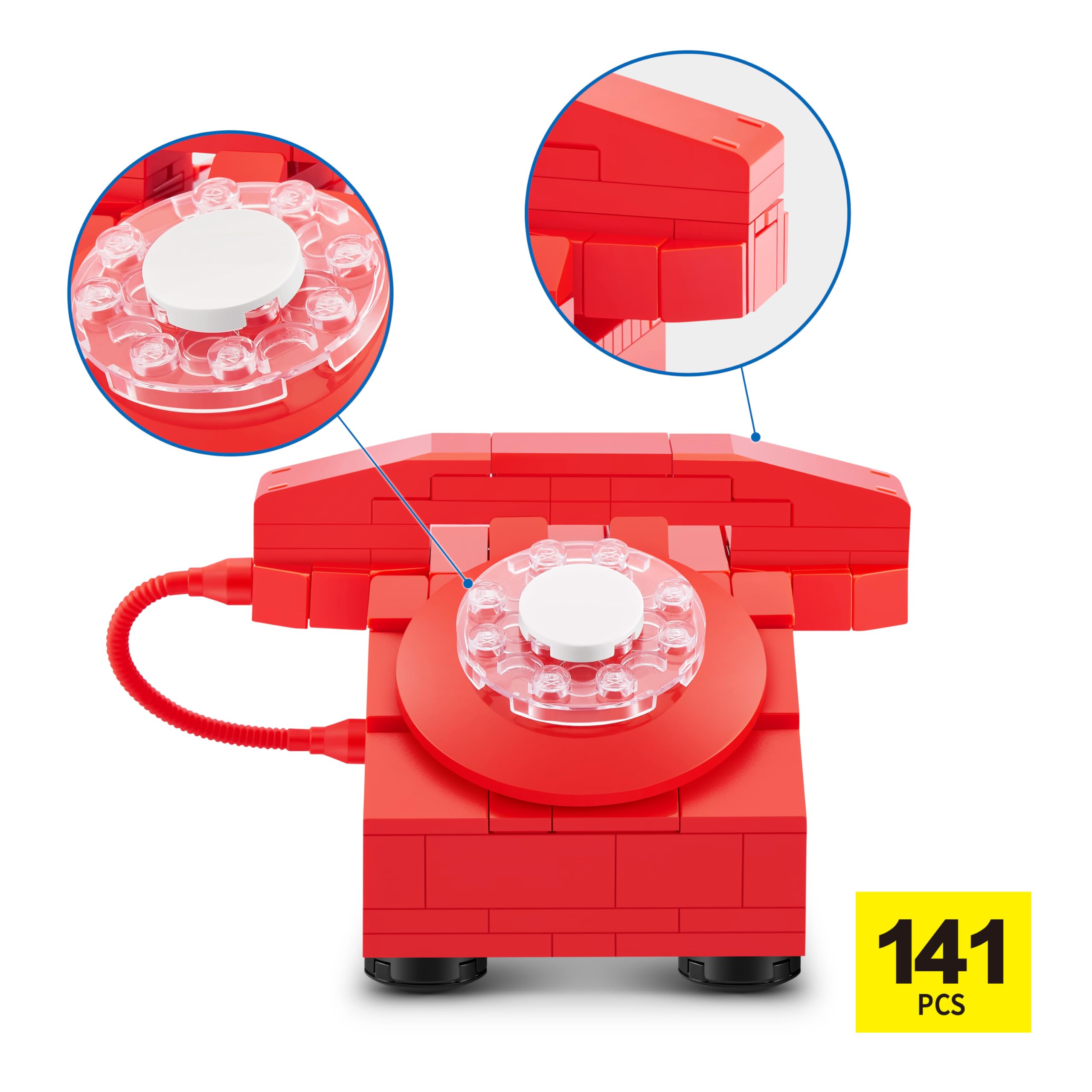 MAX Premium Retro Building Bricks - Telephone Design, 256-Piece Collectible Set for Ages 3+ 8