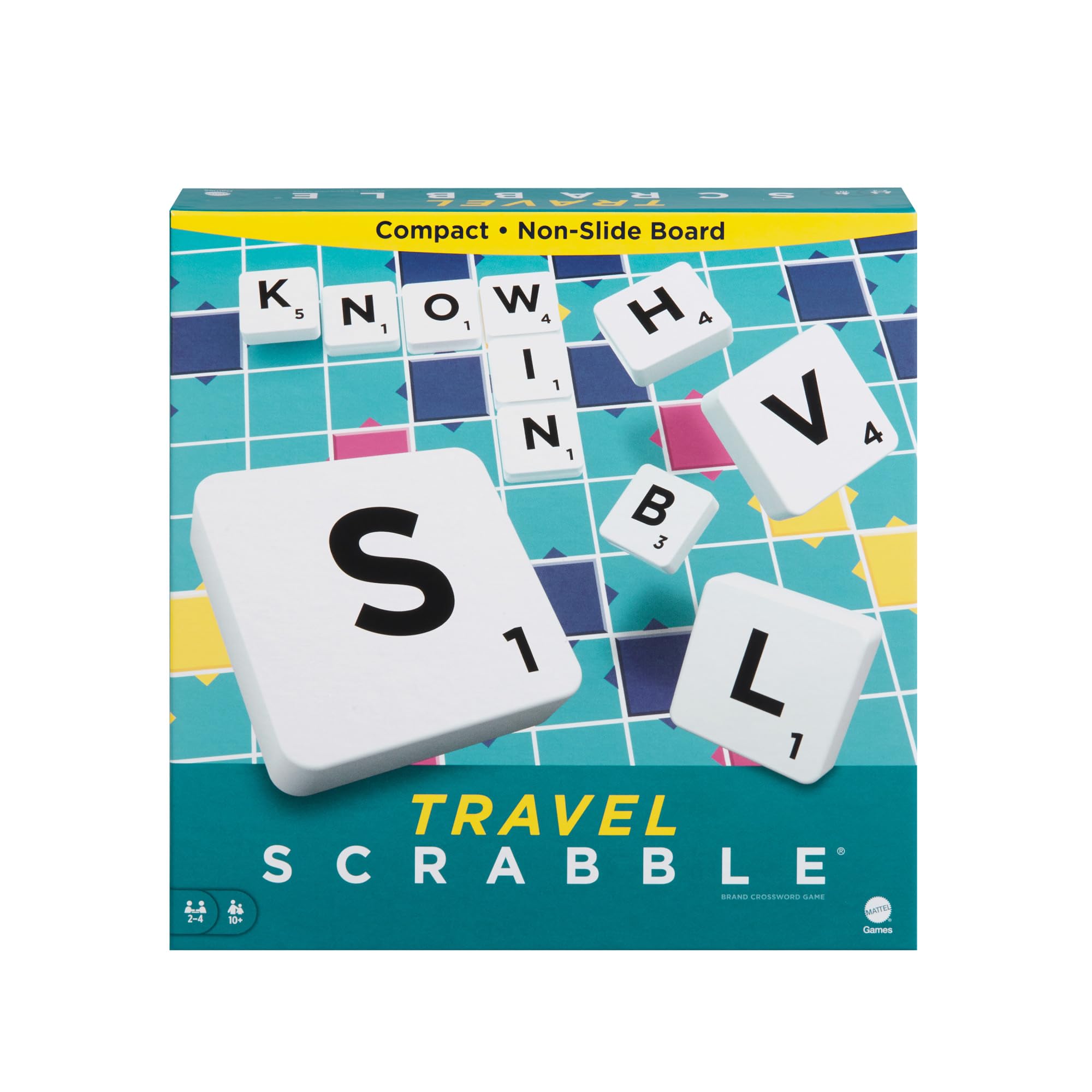 Mattel Games Scrabble Travel Game Portable Compact Board Game for 2-4 Players 1