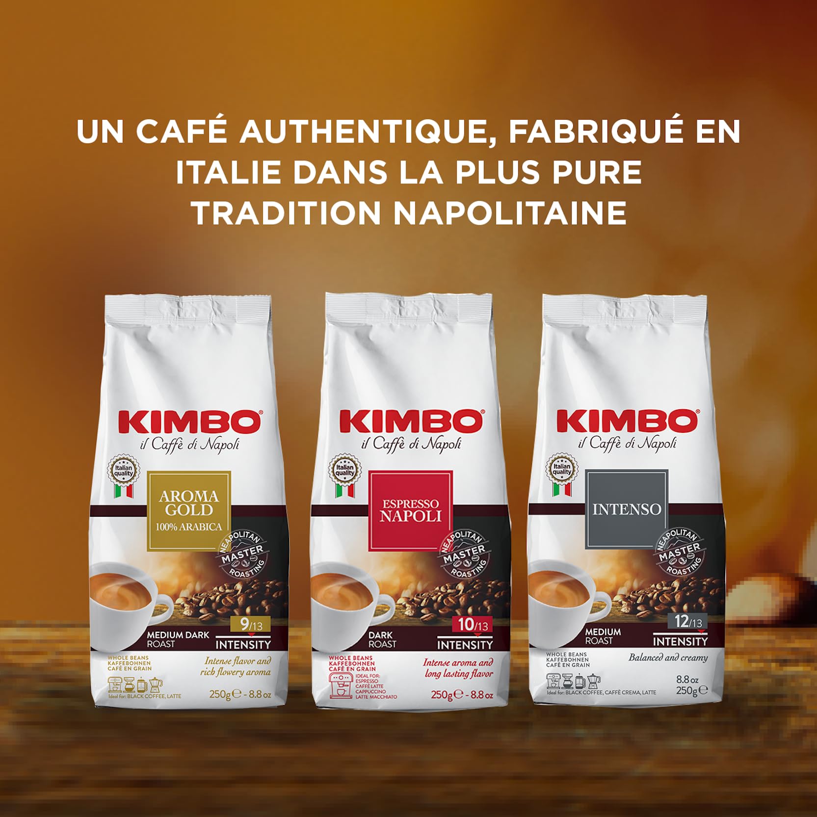 Kimbo Espresso Intenso Ganze Kaffeebohnen, Mittlere Röstung, 250g 7