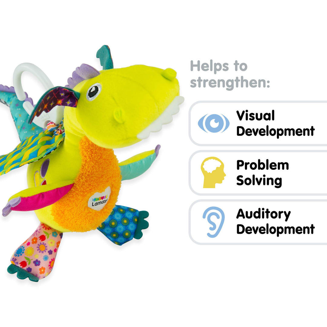 Lamaze Flip Flap Dragon - Sensory Plush Toy with Crinkle & Squeak Features for Babies