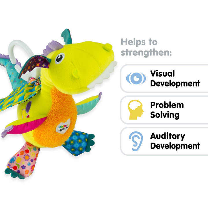 Lamaze Flip Flap Dragon - Sensory Plush Toy with Crinkle & Squeak Features for Babies