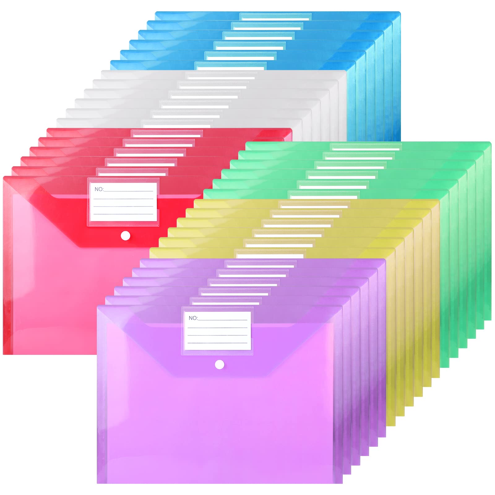 GoodtoU Plastic Wallets - 36 Pack Coloured Document Folders with Popper Closure | 150 Sheet Capacity 1