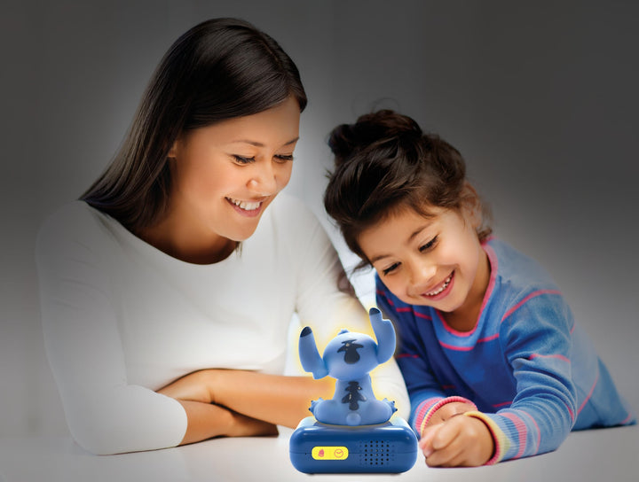 Lexibook Disney Stitch Nightlight Alarm Clock with Sounds and LCD Backlit Screen - Blue