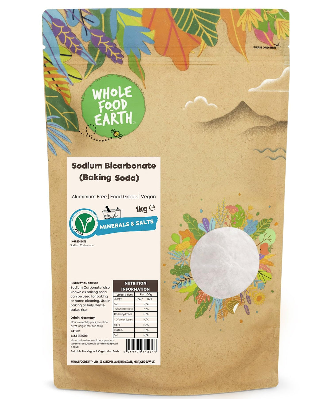 Wholefood Earth Sodium Bicarbonate Baking Soda 1 kg