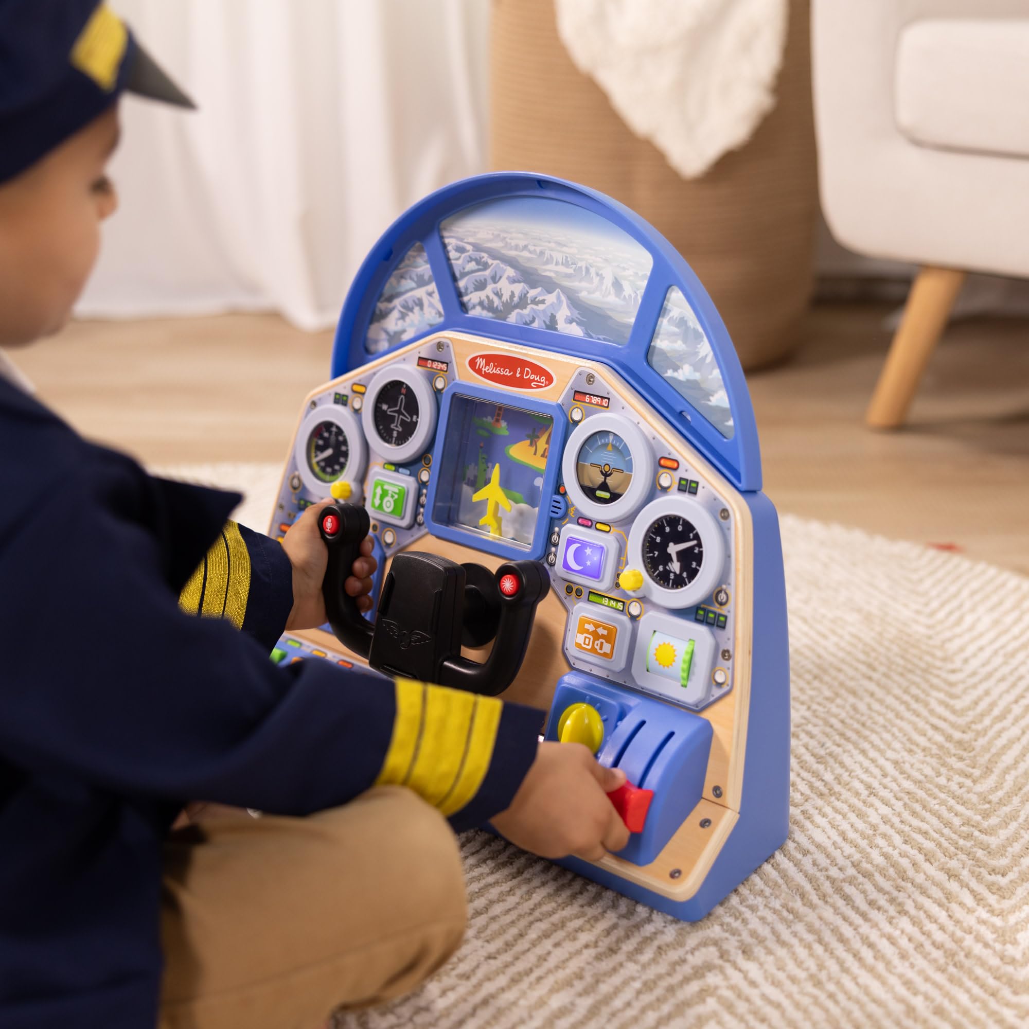 Melissa & Doug Interactive Jet Pilot Dashboard for Pretend Play | Ages 3-7 | Wooden Construction 5