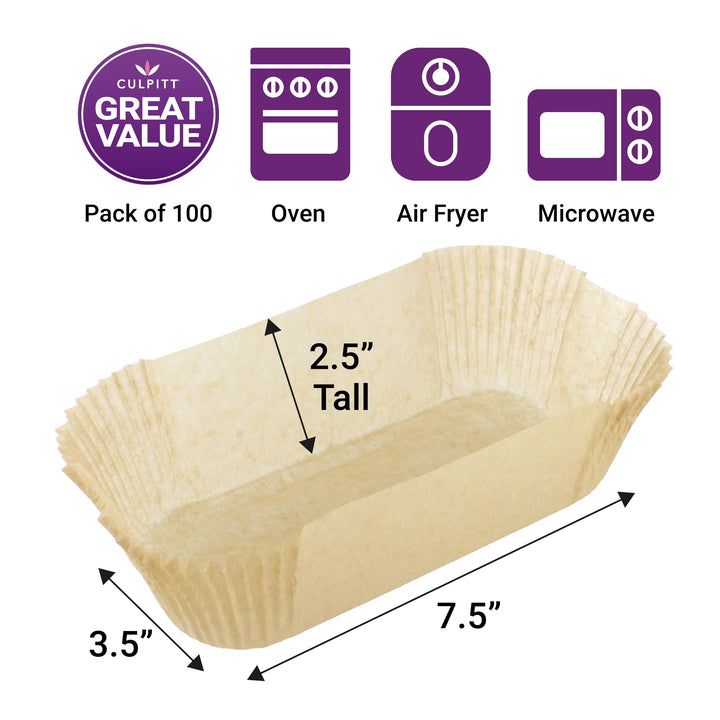 Culpitt 2lb Loaf Tin Liners 100 Pack - Non-Stick Siliconised Greaseproof Baking Paper for Ovens & Air Fryers