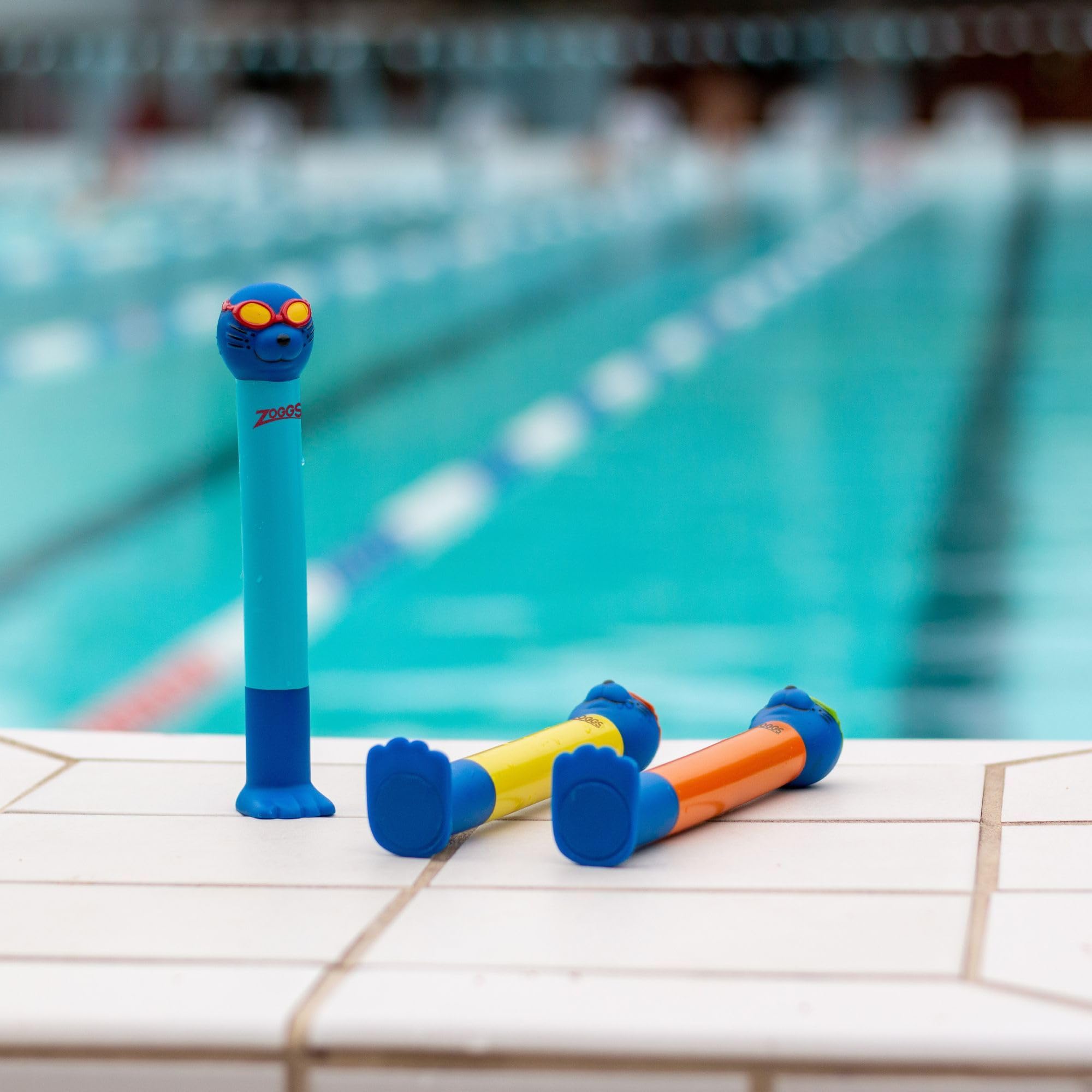 Zoggs Zoggy Dive Sticks for Kids Swimming Pool Toys, Confidence Building Sinkies, Age 3 & Up, Blue/Lime/Orange, 3-Pack 2