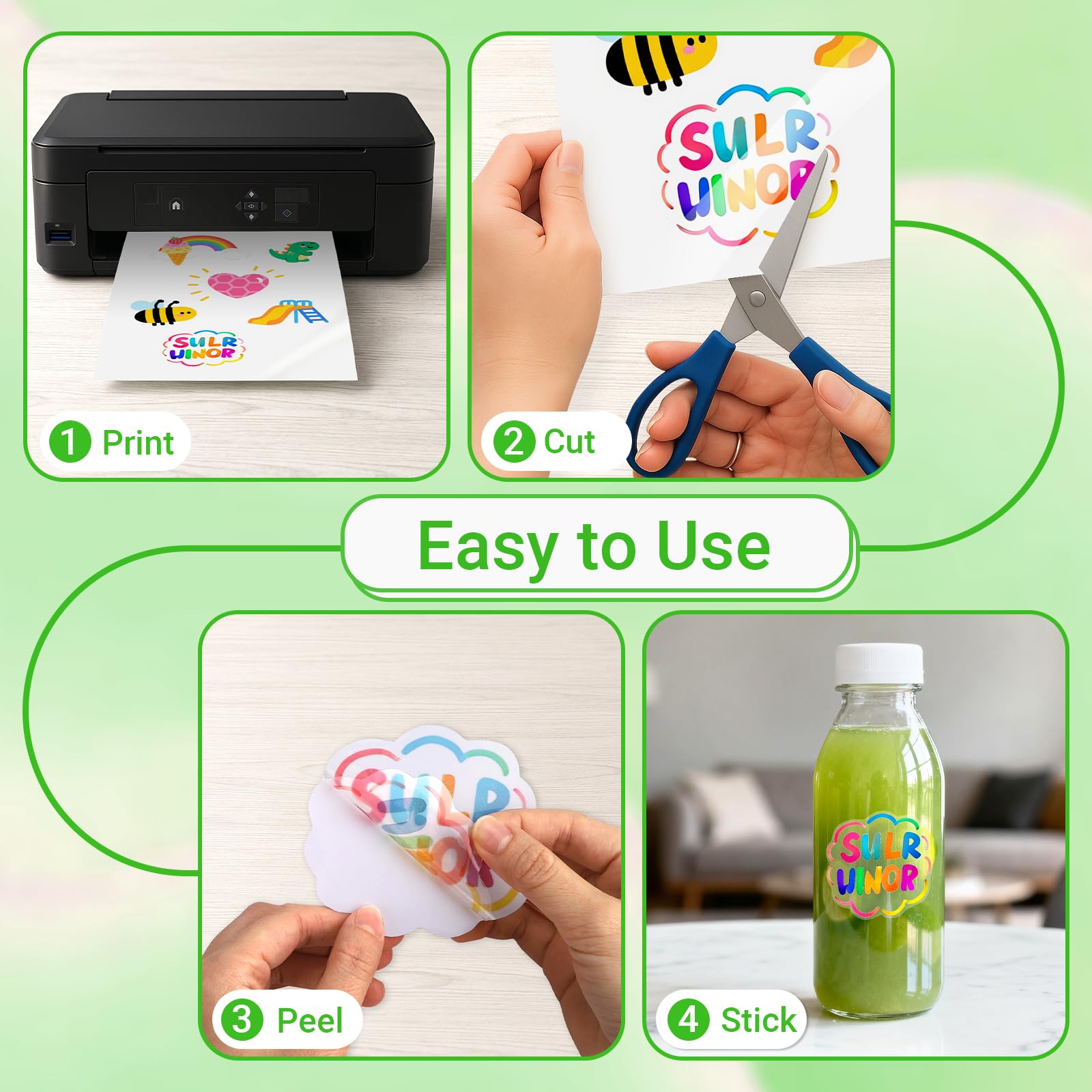 Euqvunn Inkjet Printer Paper - 18 Sheets A4 Translucent Waterproof Printable Vinyl Sticker Paper 6