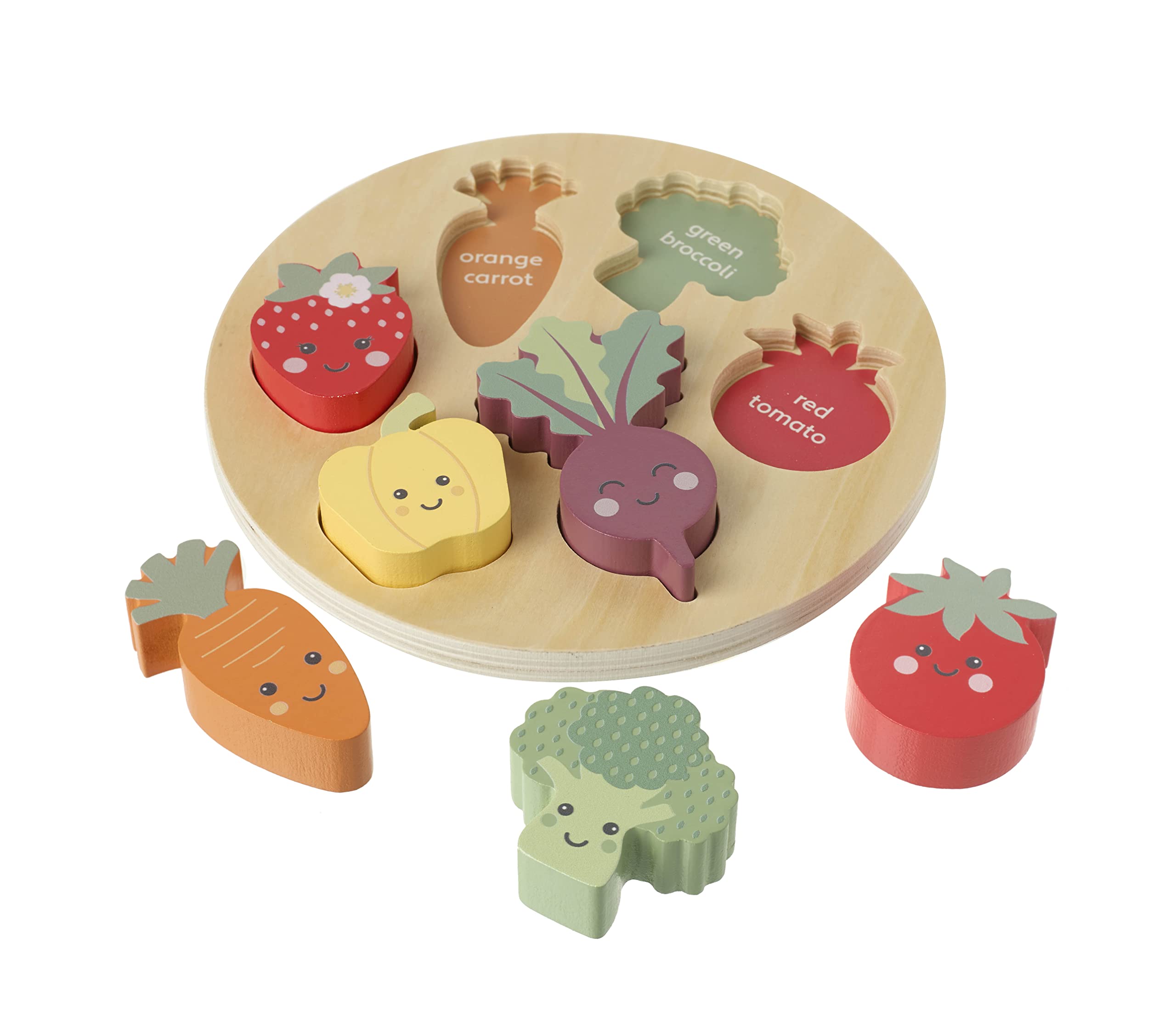 Happy Veggies Wooden Puzzle Board - Educational Shape Sorting Toy for Toddlers 18M+ 1