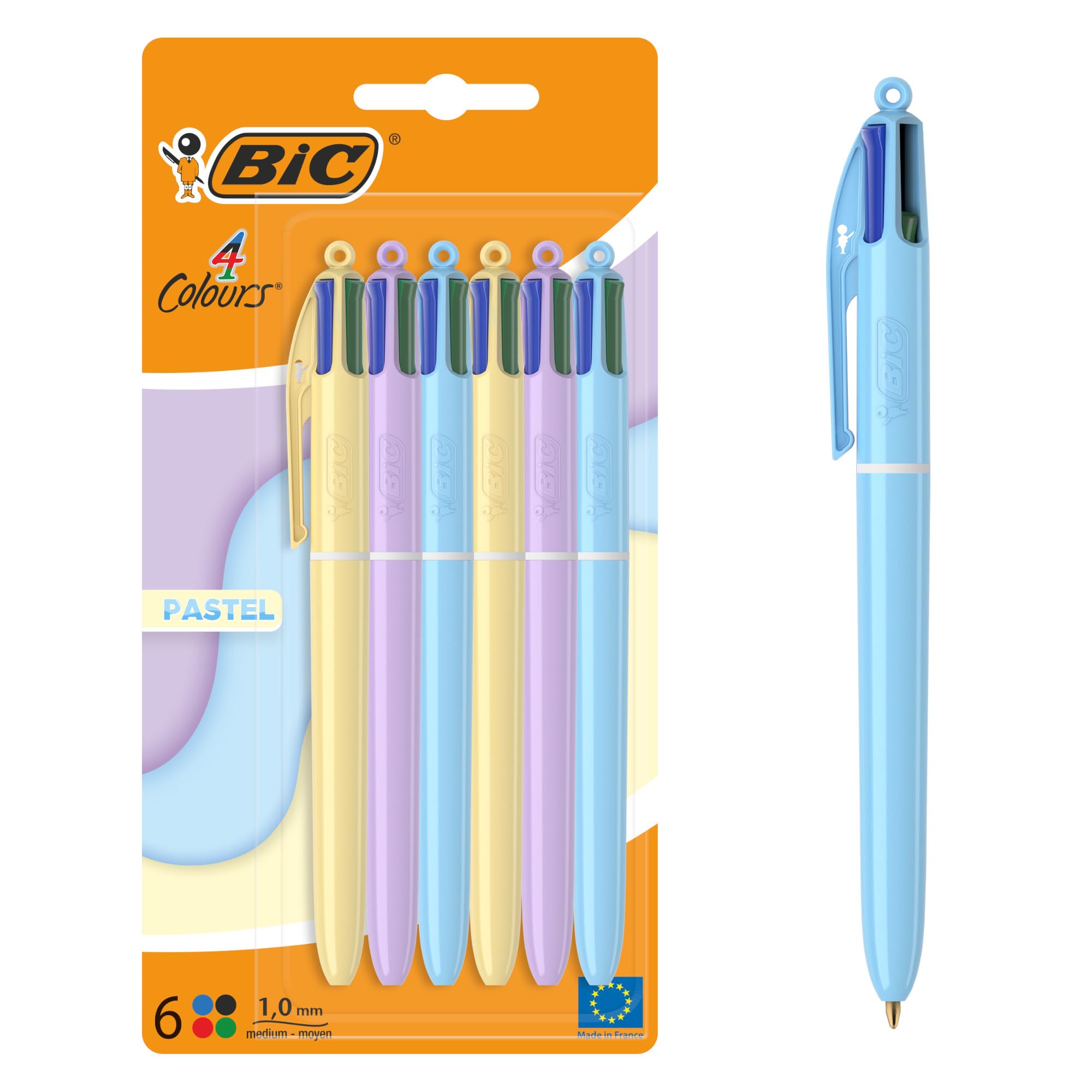 BIC 4 Colours Pastel Retractable Ballpoint Pens - Medium Point (1.0mm) - 6 Pack 1
