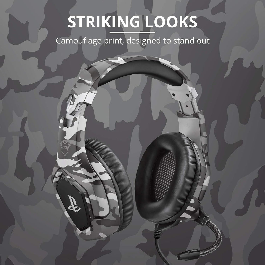 Trust GXT 488 Forze-G Gaming Headset for PS4 and PS5 – Officially Licensed with 50mm Drivers, Foldable Mic, Inline Remote, Grey