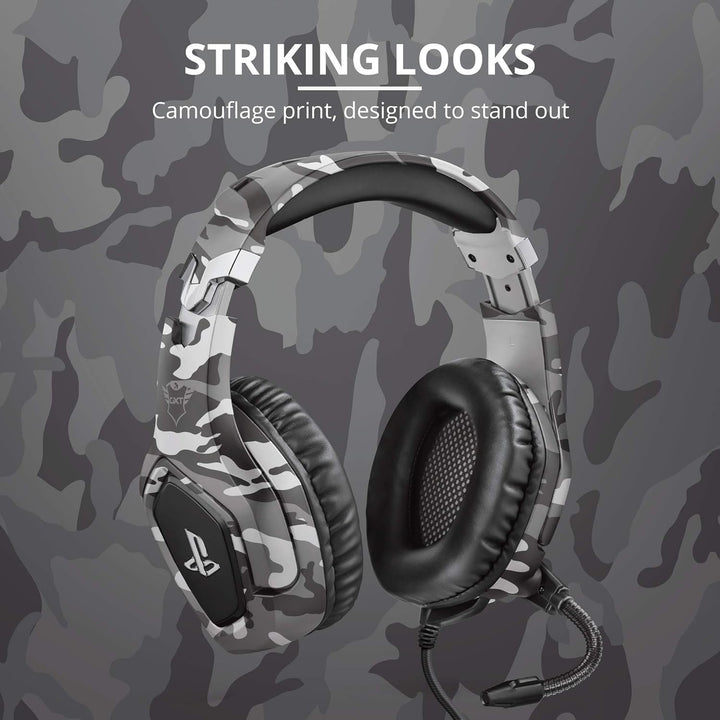 Trust GXT 488 Forze-G Gaming Headset for PS4 and PS5 – Officially Licensed with 50mm Drivers, Foldable Mic, Inline Remote, Grey