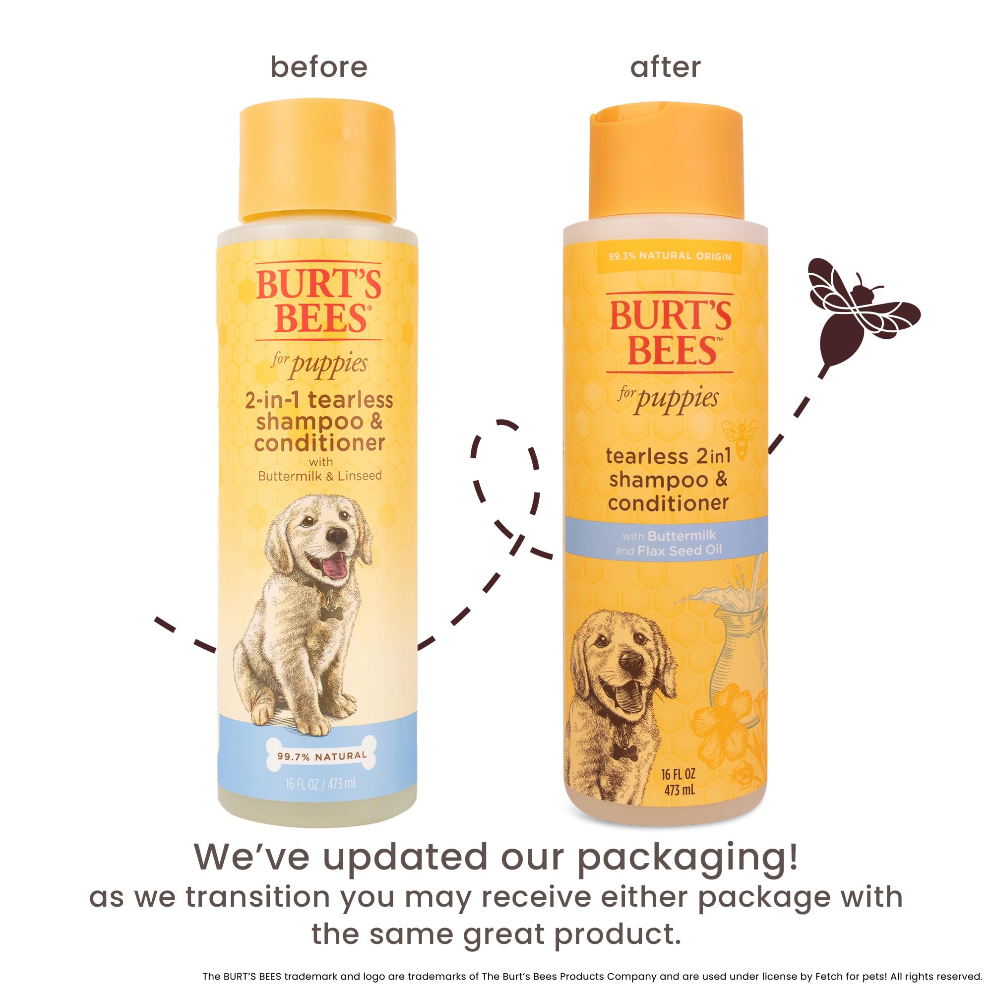 BURT'S BEES FOR PETS Tear Free Puppy Shampoo & Conditioner with Buttermilk | 473 ml