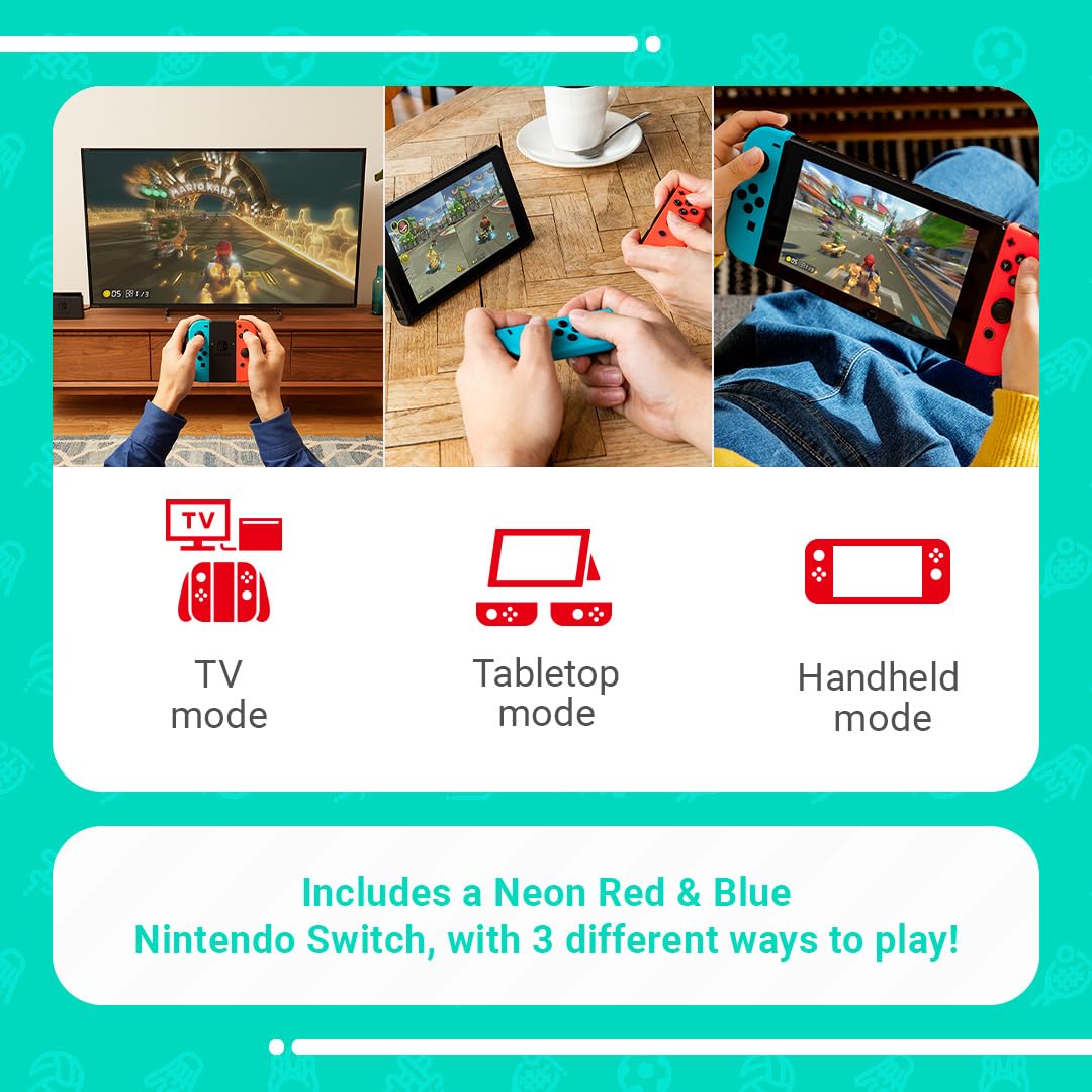 Nintendo Switch (Neon Red/Neon Blue) with Switch Sports Pre-Installed & 12-Month Online Membership