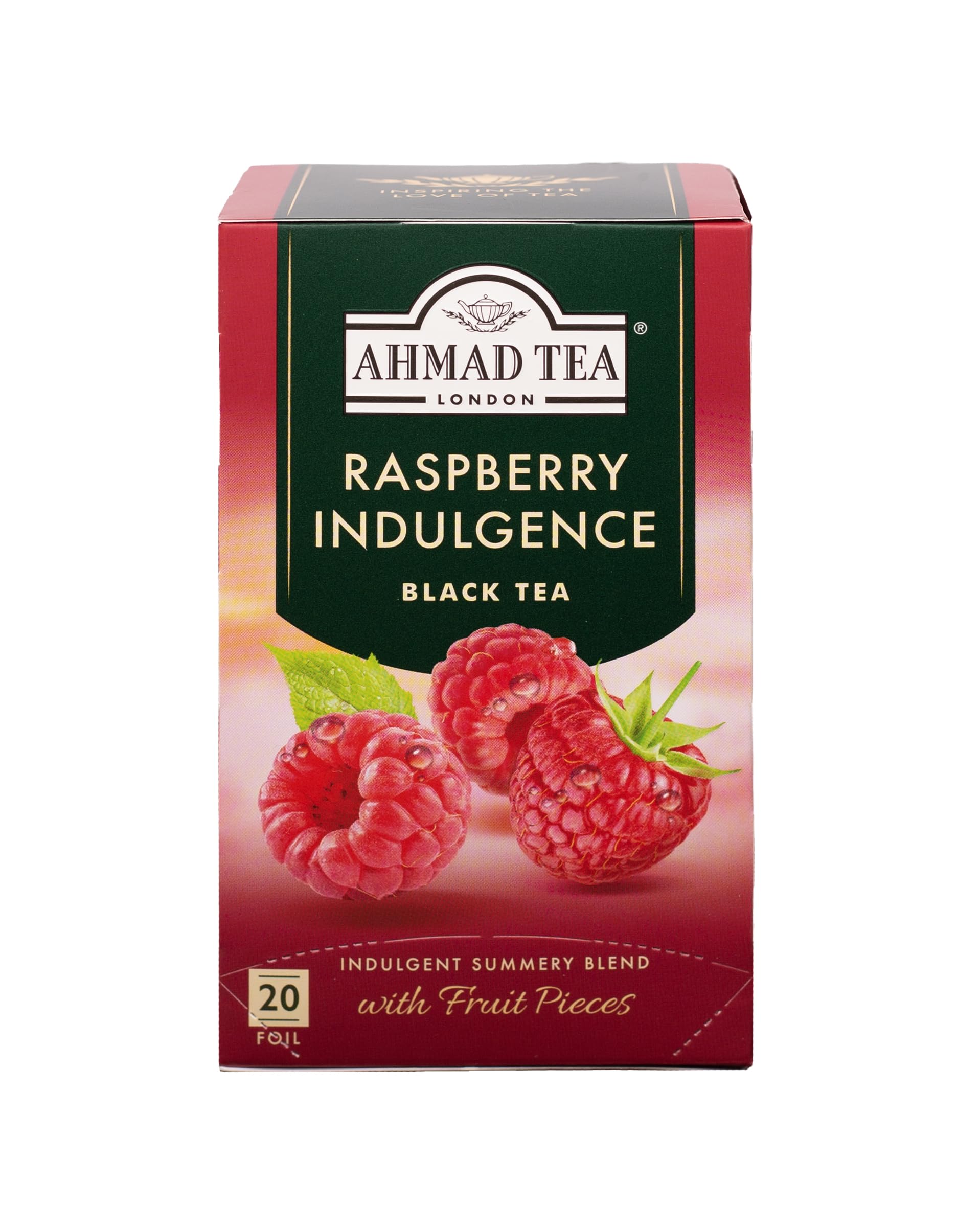 Ahmad Tea Raspberry Indulgence Fruit Black Tea - 20 Teabags | 40g | Sugar-Free 1