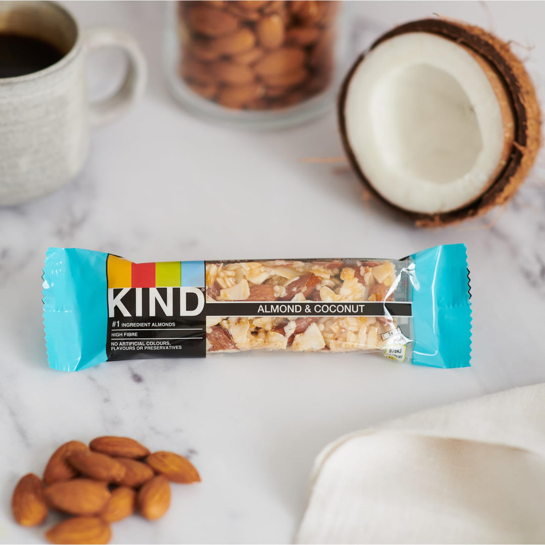 KIND - Almond & Coconut Gluten Free Snack Bars, High Fibre, No Artificial Ingredients, Multipack 12 x 40g