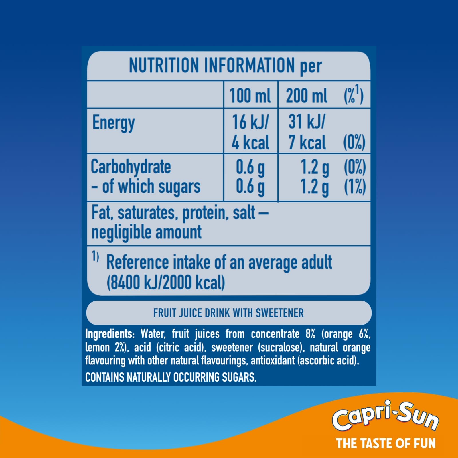 Capri-Sun Zero Orange Kids Juice Drink (4 x 200ml) - No Added Sugar, Gluten Free, Vegan 5