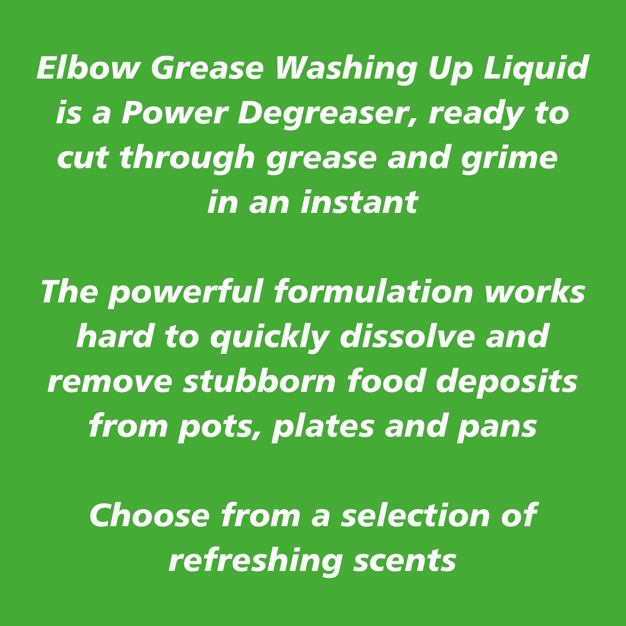 Elbow Grease Washing Up Liquid | Power Degreaser - Soap for Hand Washing Dishes, Pots, Pans & Glasses (Lemon, 600ml) 4