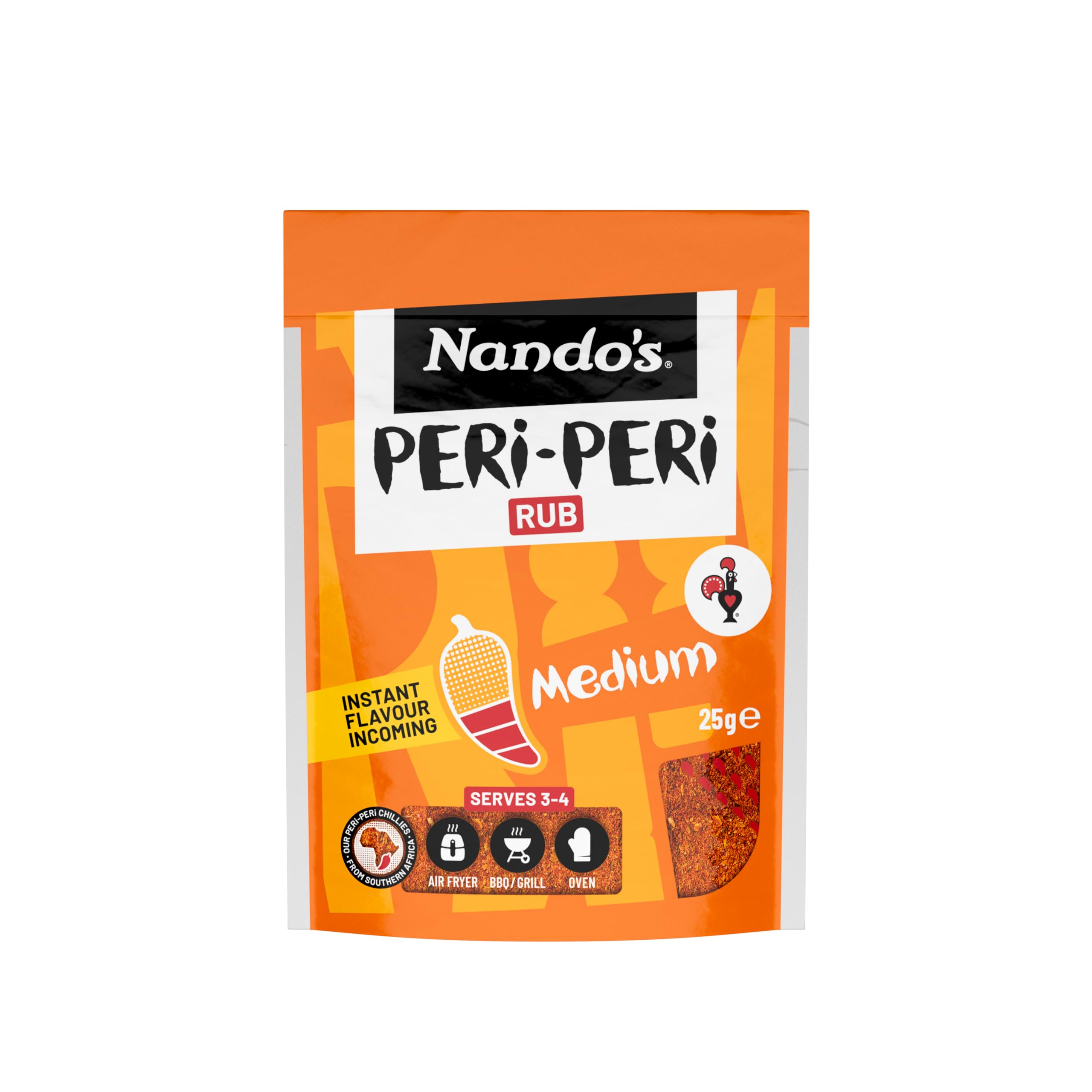 Nando's Medium Peri Peri Poultry Seasoning Rub - Gluten Free, Medium Chilli Heat | 25g Powder
