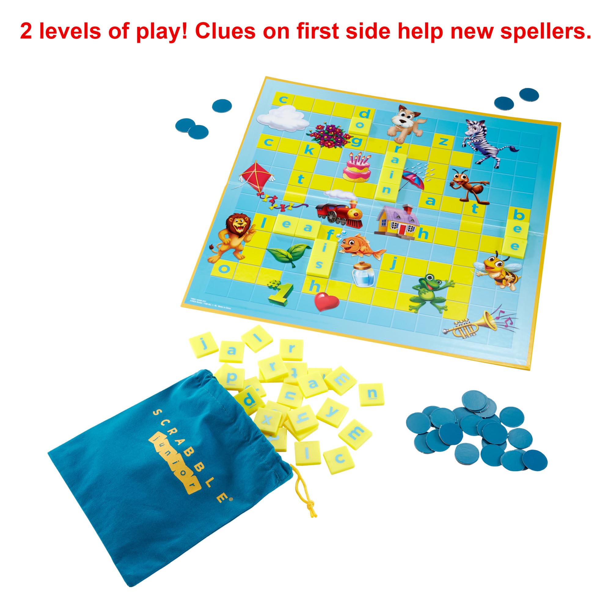 Mattel Games Scrabble Junior Board Game - 2-in-1 Play for Ages 5+ | Multicolor Plastic 3