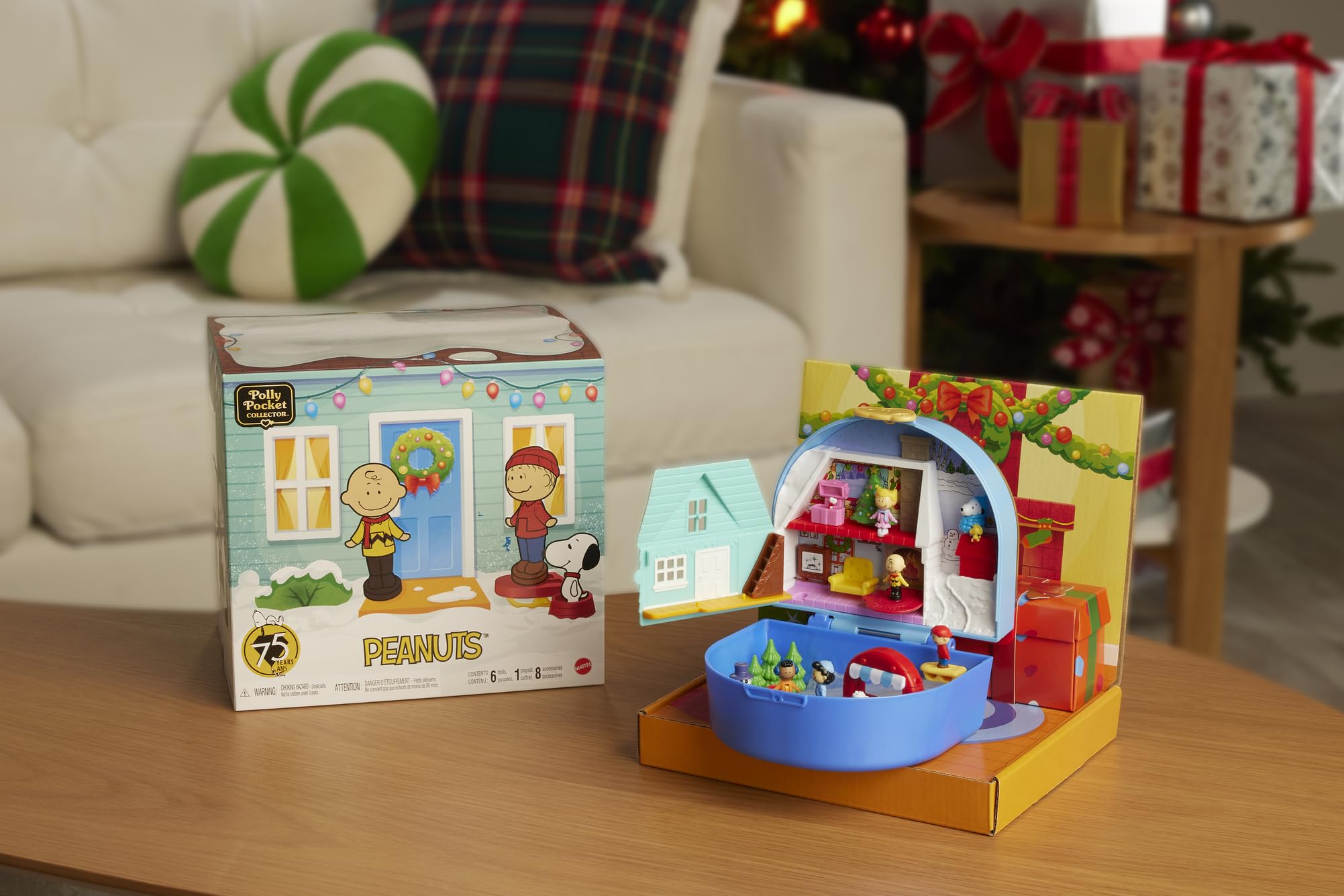 Polly Pocket x Peanuts Collector Compact - 7 Themed Micro Doll Playset for Kids 4+ 5