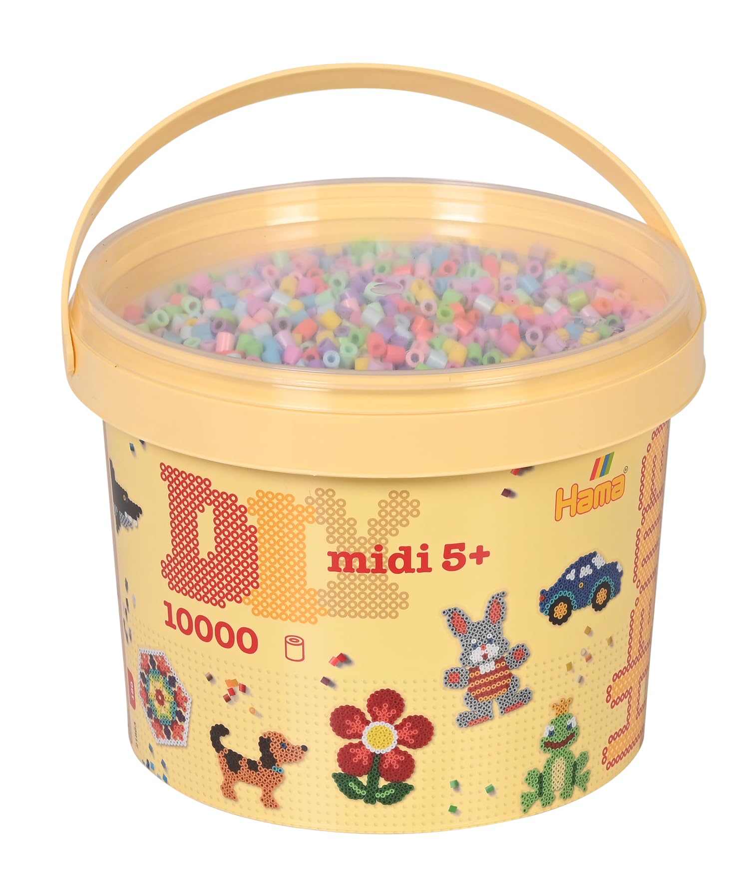 Hama Midi Fuse Beads - Pastel Mix Bucket | 10,000 Pieces | Ages 5+ 1