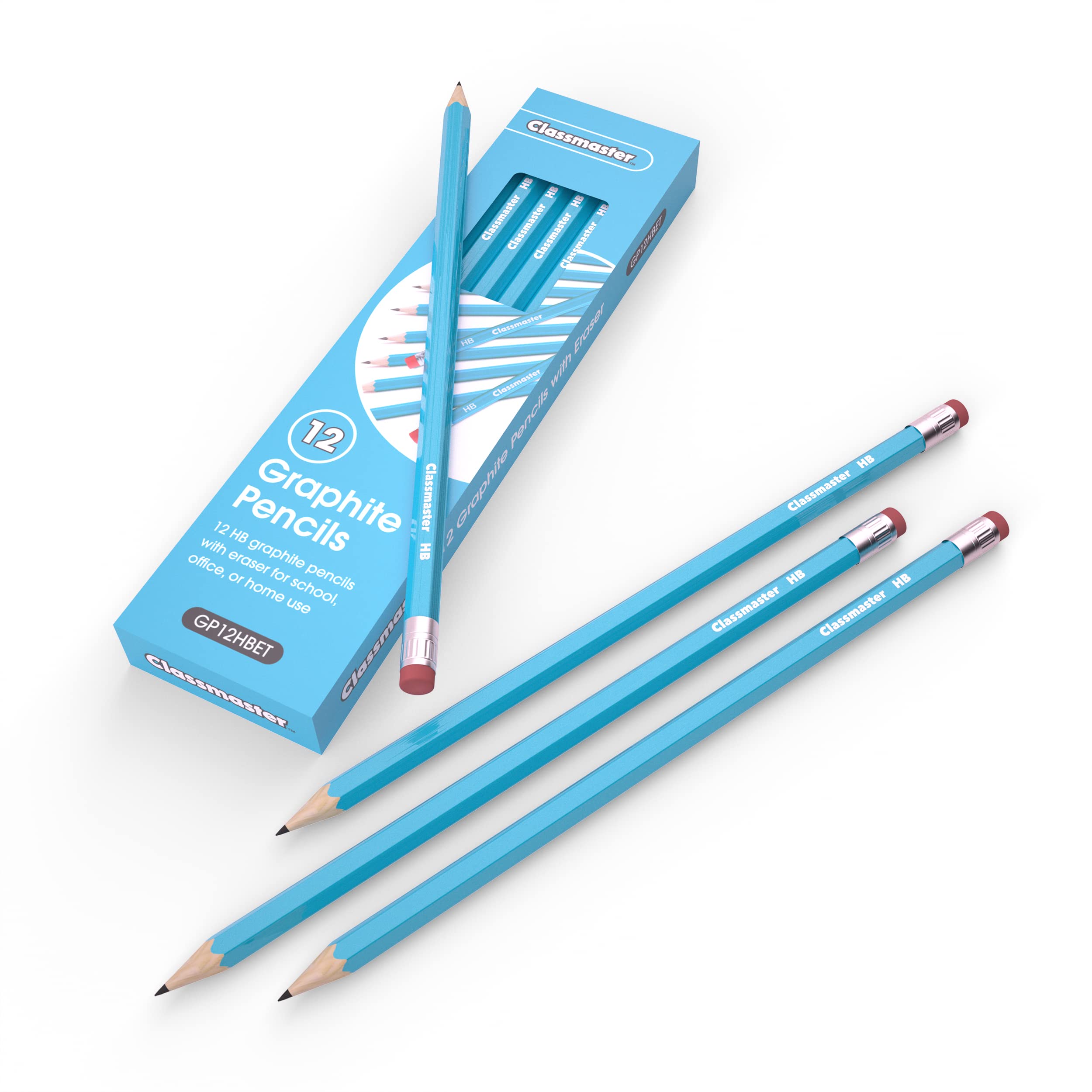 SHOW-ME Classmaster HB Graphite Pencils with Eraser Tips - Pack of 12 | Hexagonal Barrel 1