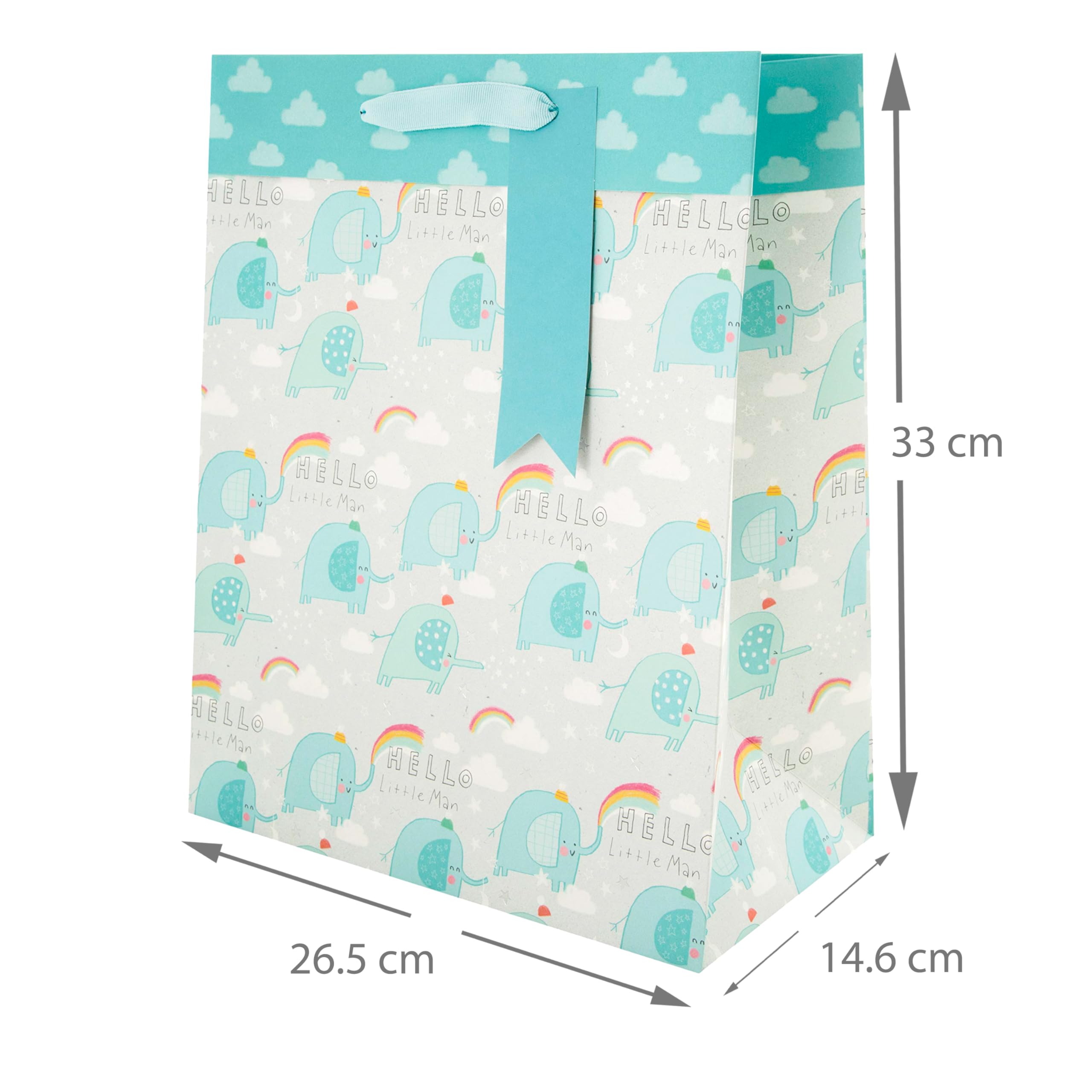 Hallmark Large Gift Bag - New Baby Boy Elephant Design | H 33 cm x W 26.5 cm 3
