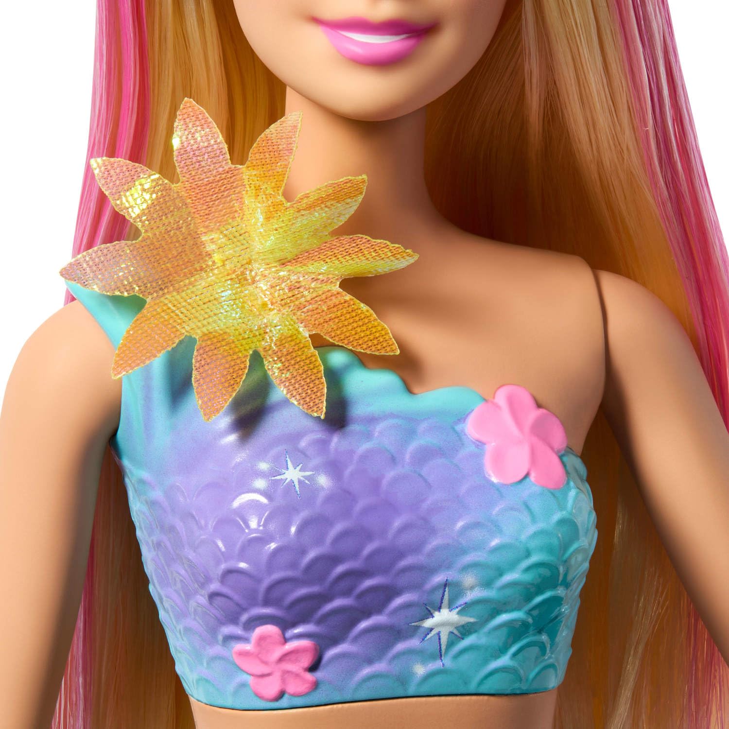 Barbie JDM72 Flower Magic Mermaid Doll with Surprise Blooming Flowers | Blonde Hair with Pink Highlights | Ages 3+ 5