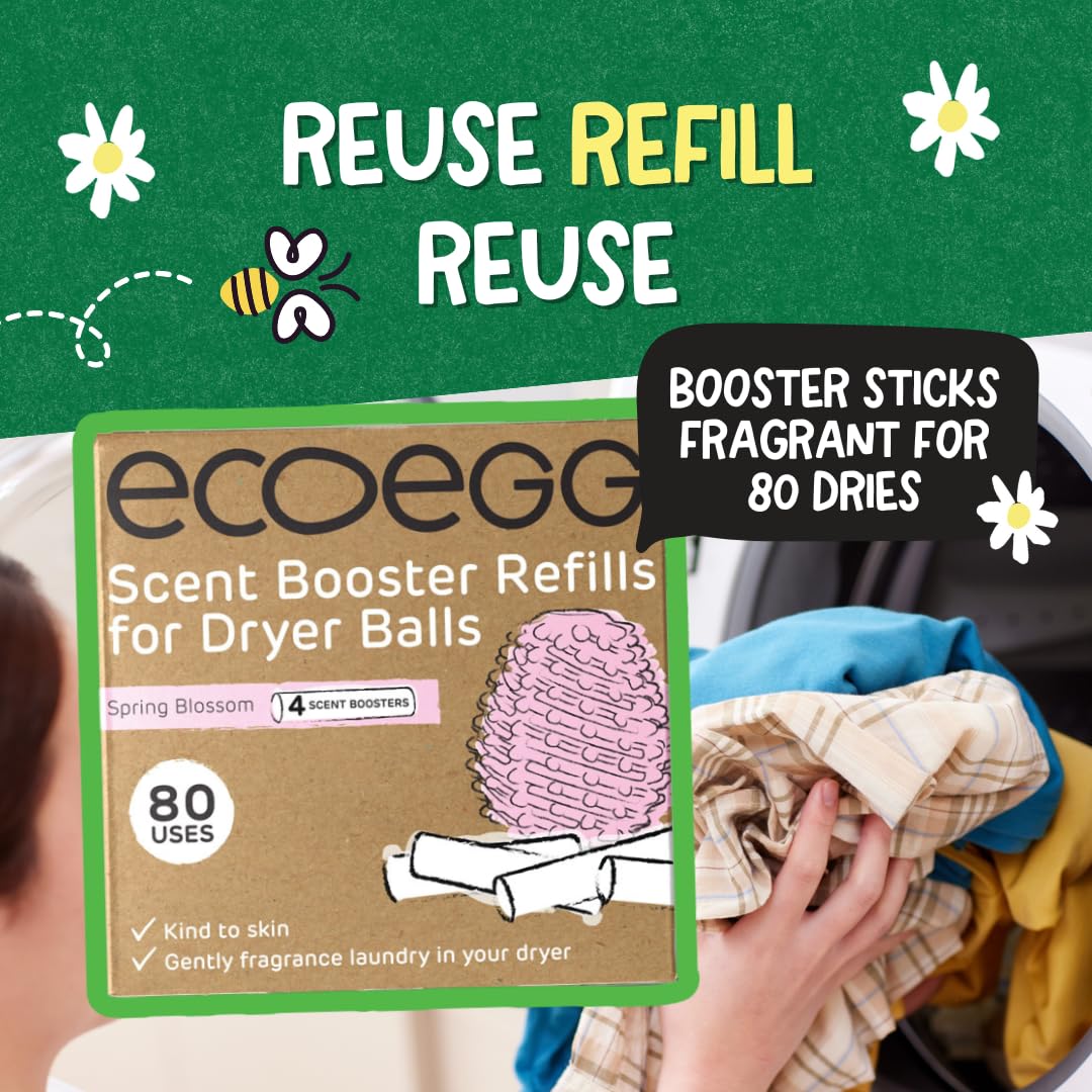 Ecoegg Dryer Egg Fragrance Sticks Refills - Spring Blossom Scent | 4 Count | Reduces Drying Time