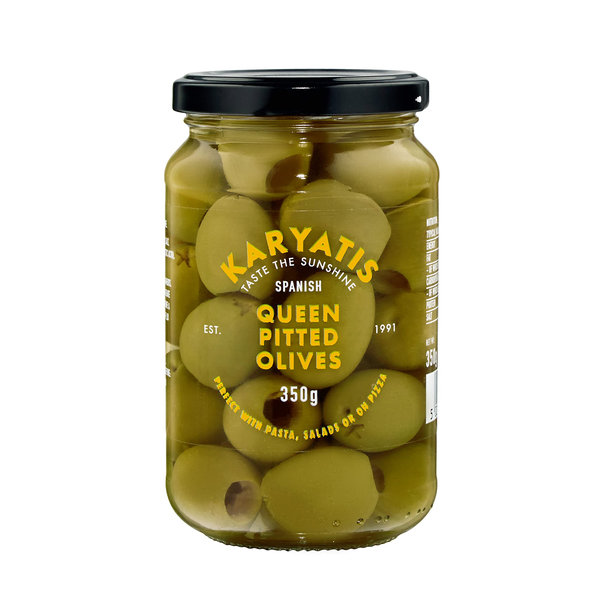 Karyatis Spanische Green Queen Oliven in Salzlake, 350 g Glas