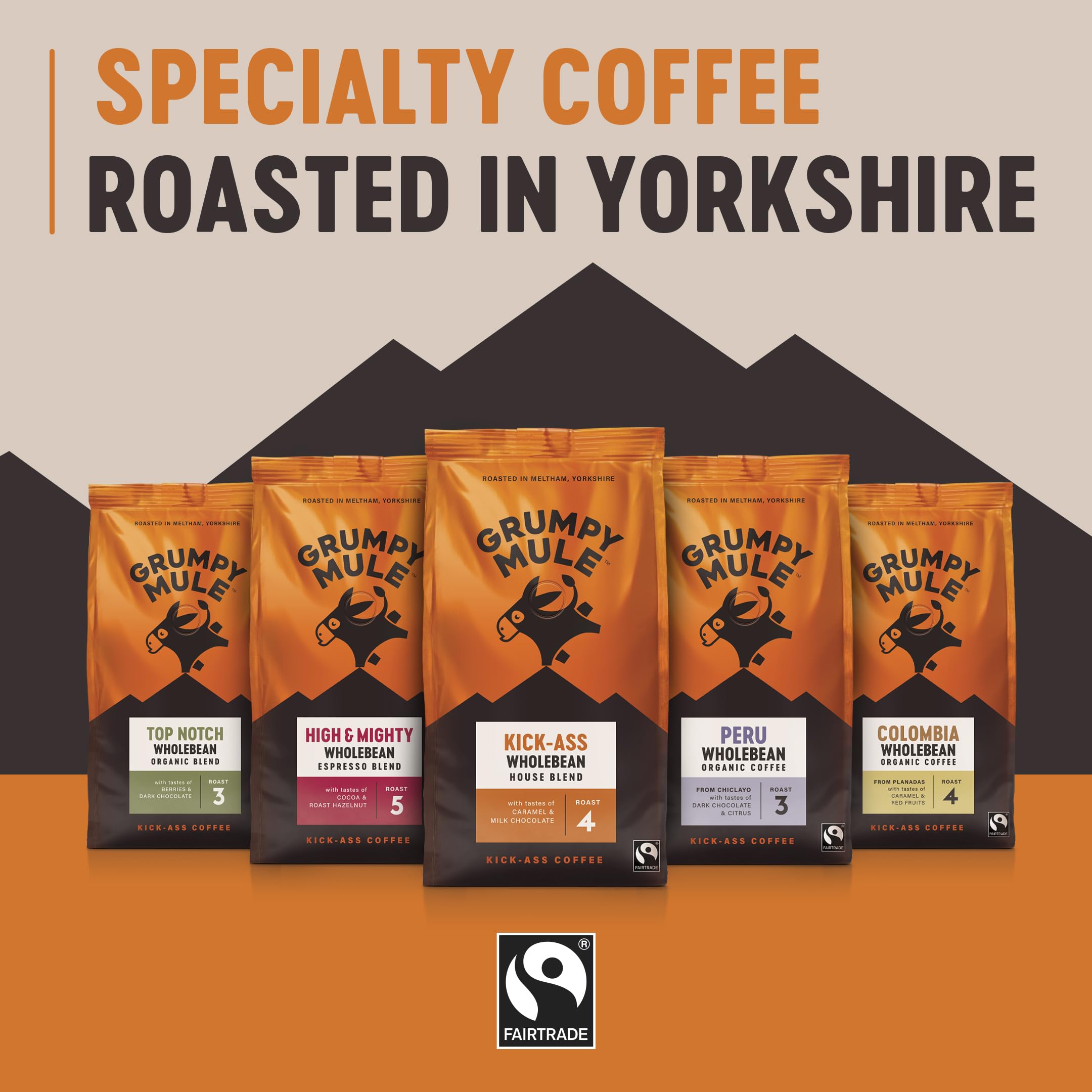 Grumpy Mule Peru Café Feminino Organic Whole Coffee Beans - Dark Chocolate & Citrus, Medium-Dark Roast, 500g 4