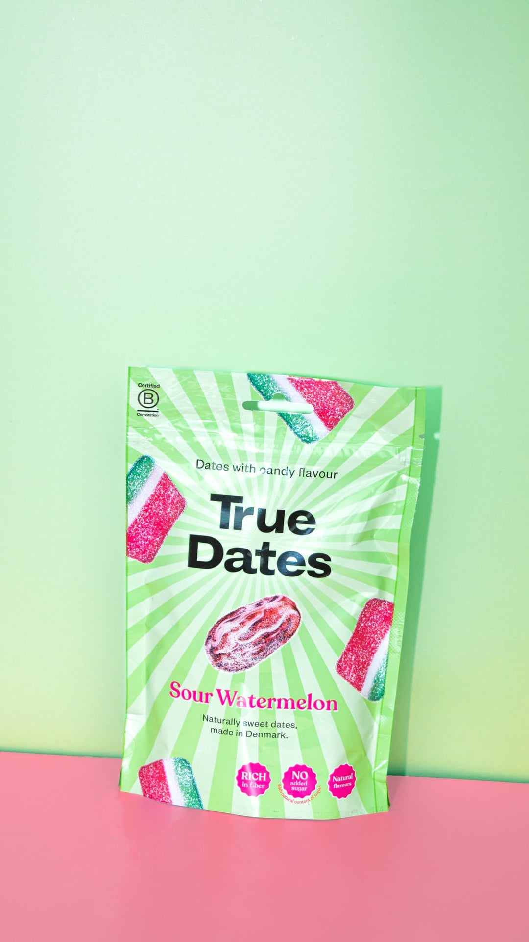 True Gum - Sour Watermelon True Dates | Naturally Flavored Candy-Coated Dates | 100g