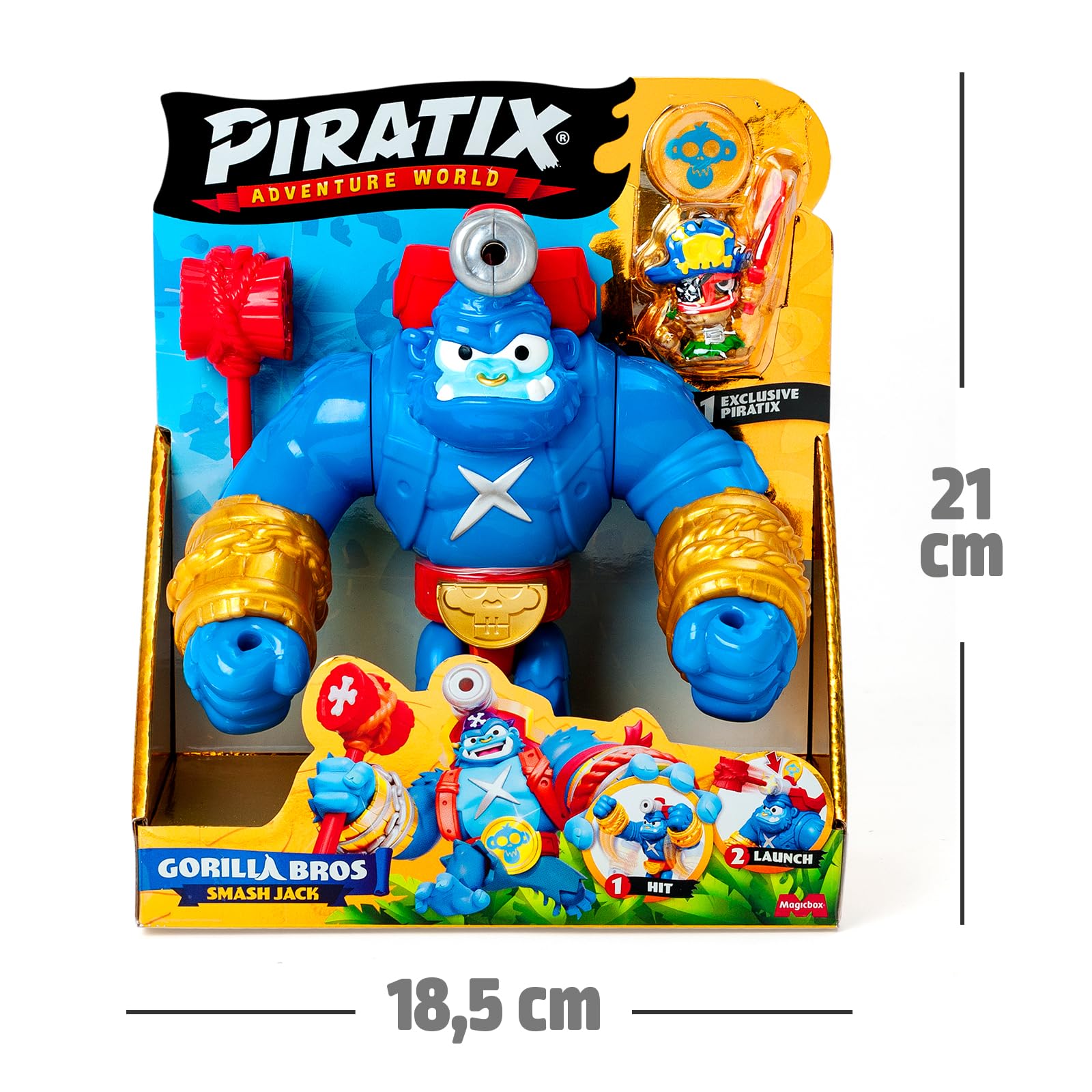 PIRATIX ADVENTURE WORLD Smash Jack Gorilla Bros Action Figure | 16.3 cm H | Blue Plastic 7