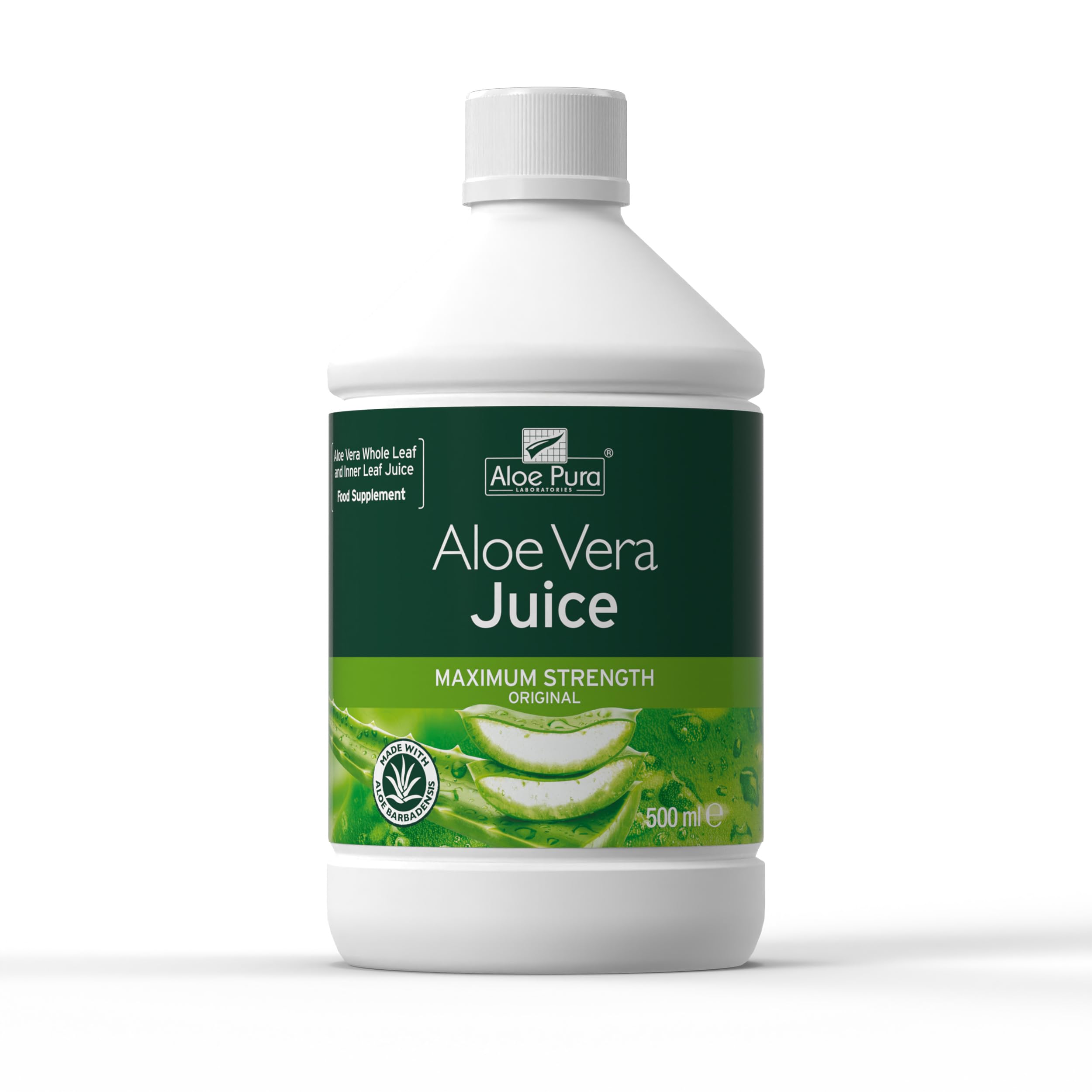 Aloe Pura Maximum Strength Aloe Vera Juice - Natural, Vegan, 500 ml Liquid