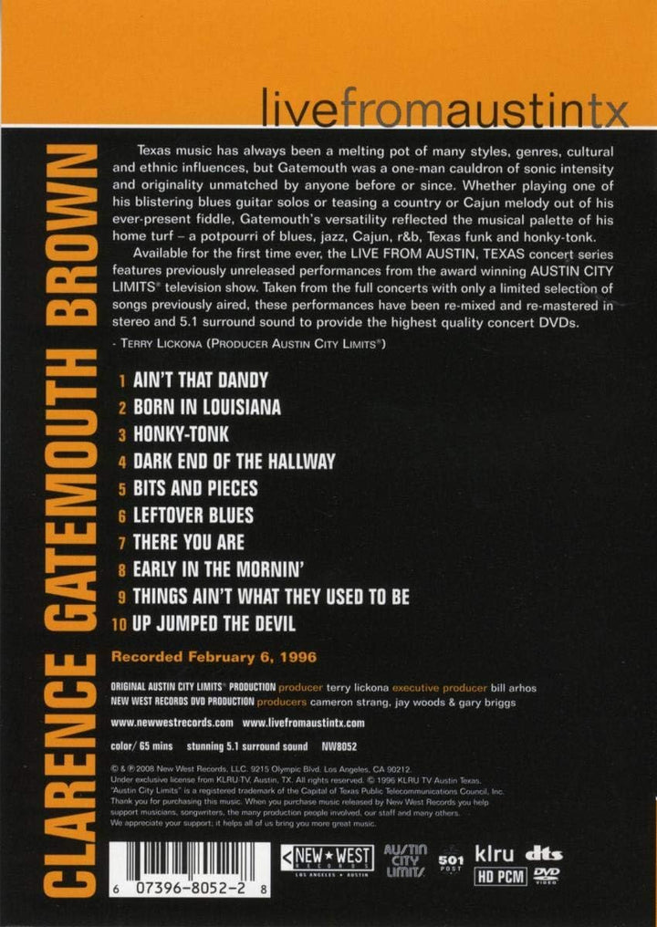 Clarence "Gatemouth" Brown - Live from Austin, TX (1996) - DVD (Region 2)