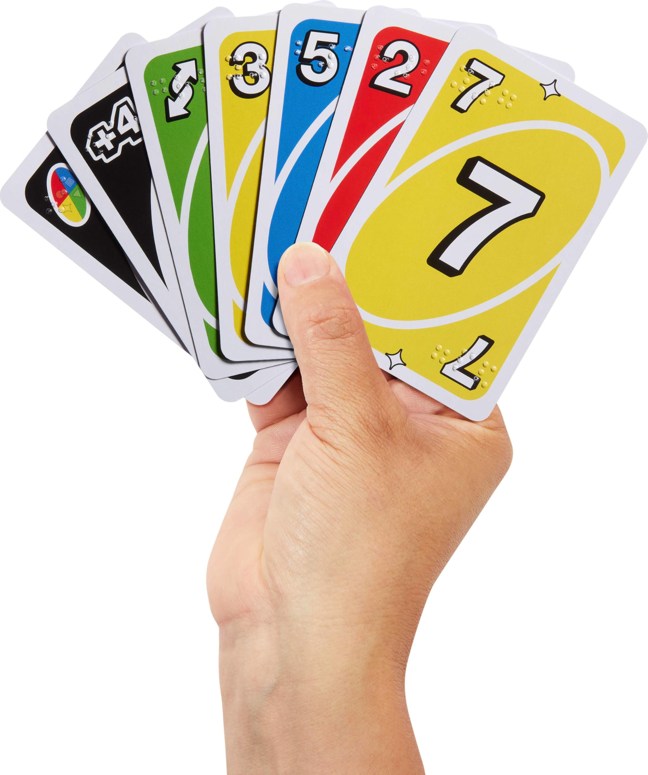 Mattel Games UNO Braille Card Game | 112 Cards + 8 Translation Cards | Ages 7+ 4