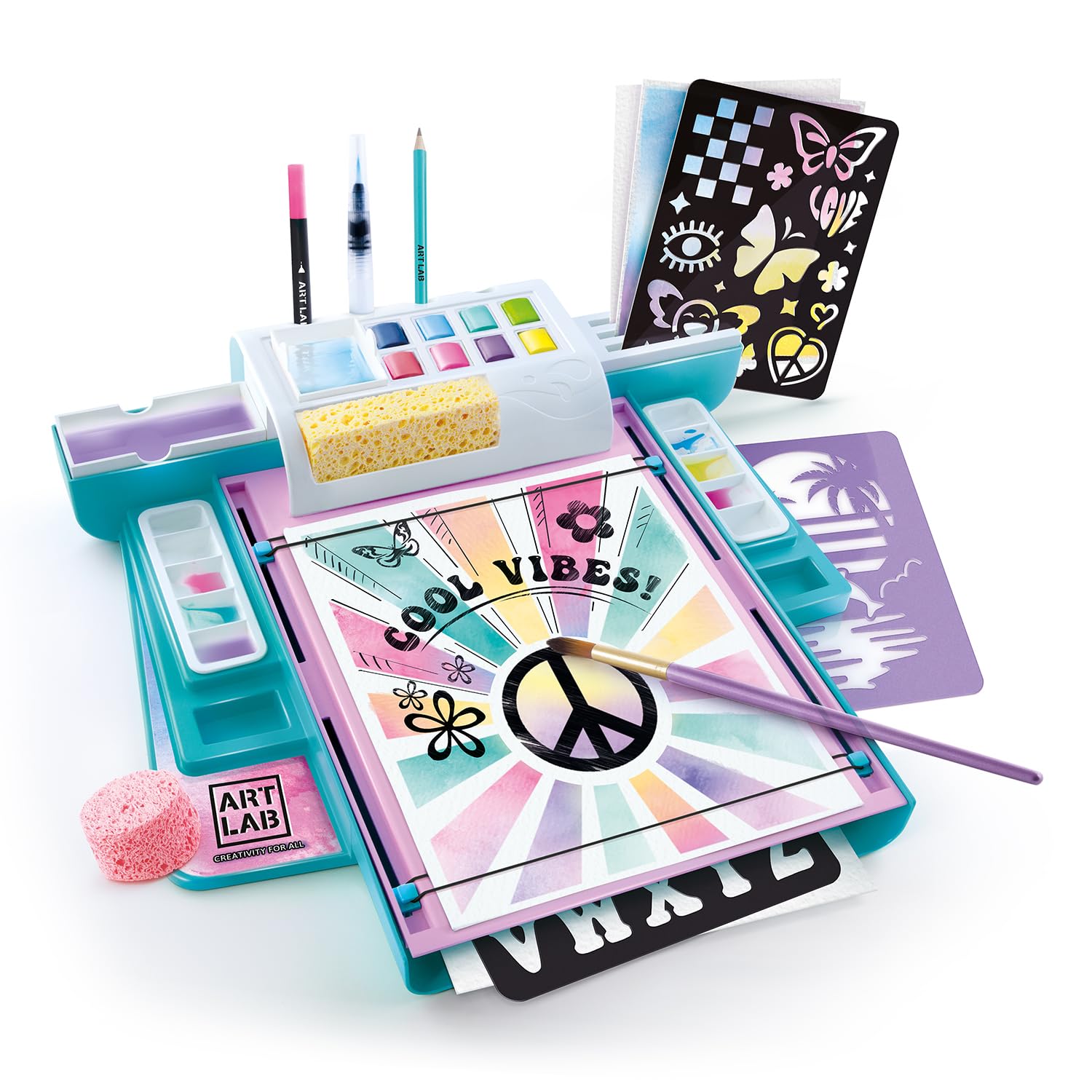 Art Lab Watercolour Studio - Compact Workstation | 8 Paints (Up to 15 Colors) | 15 Sheets Paper 2