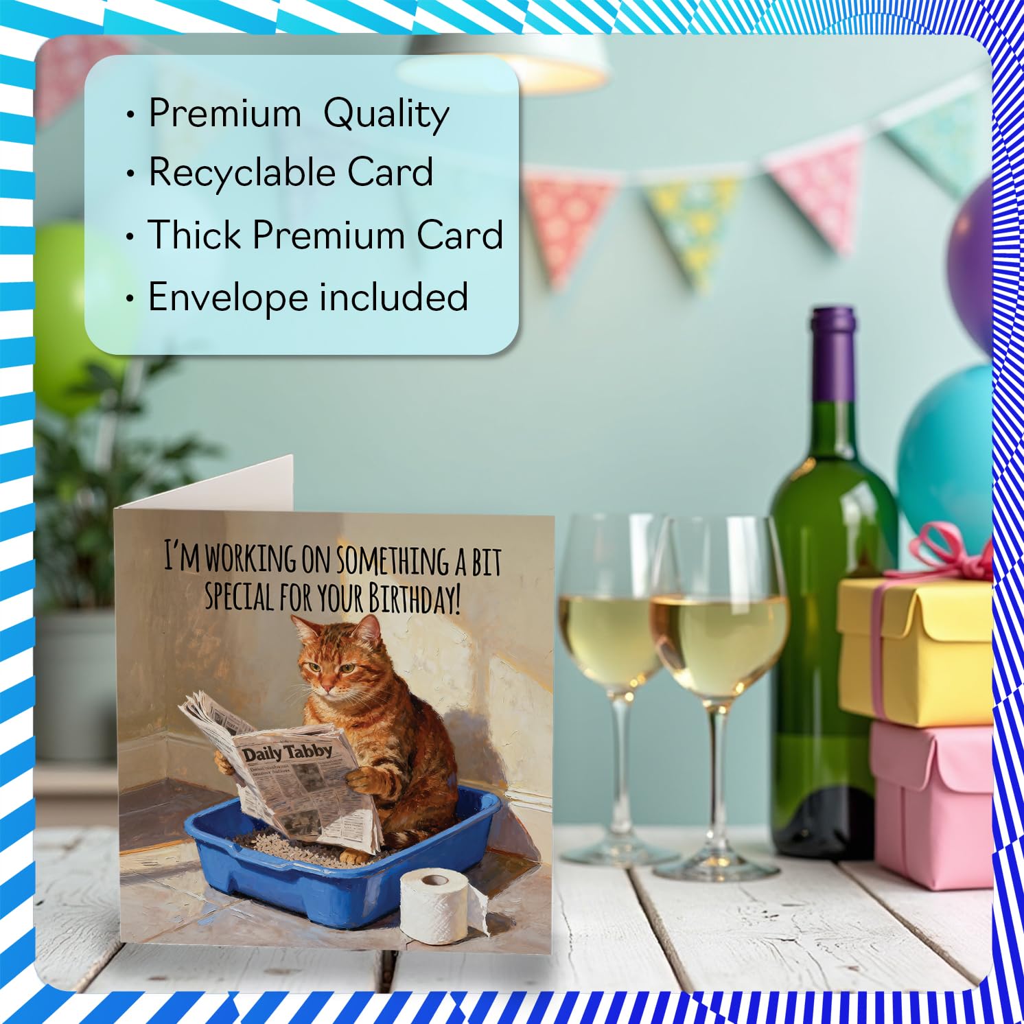 Stuff4 Funny Cat Litter Tray Humour Birthday Card for Men & Women | Blank Inside | 145mm x 145mm 3