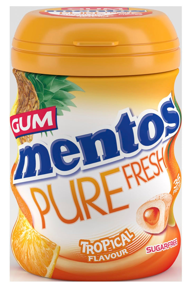 Mentos Pure Fresh Tropical Chewing Gum – Sugar-Free, Gluten-Free, 35 Pieces