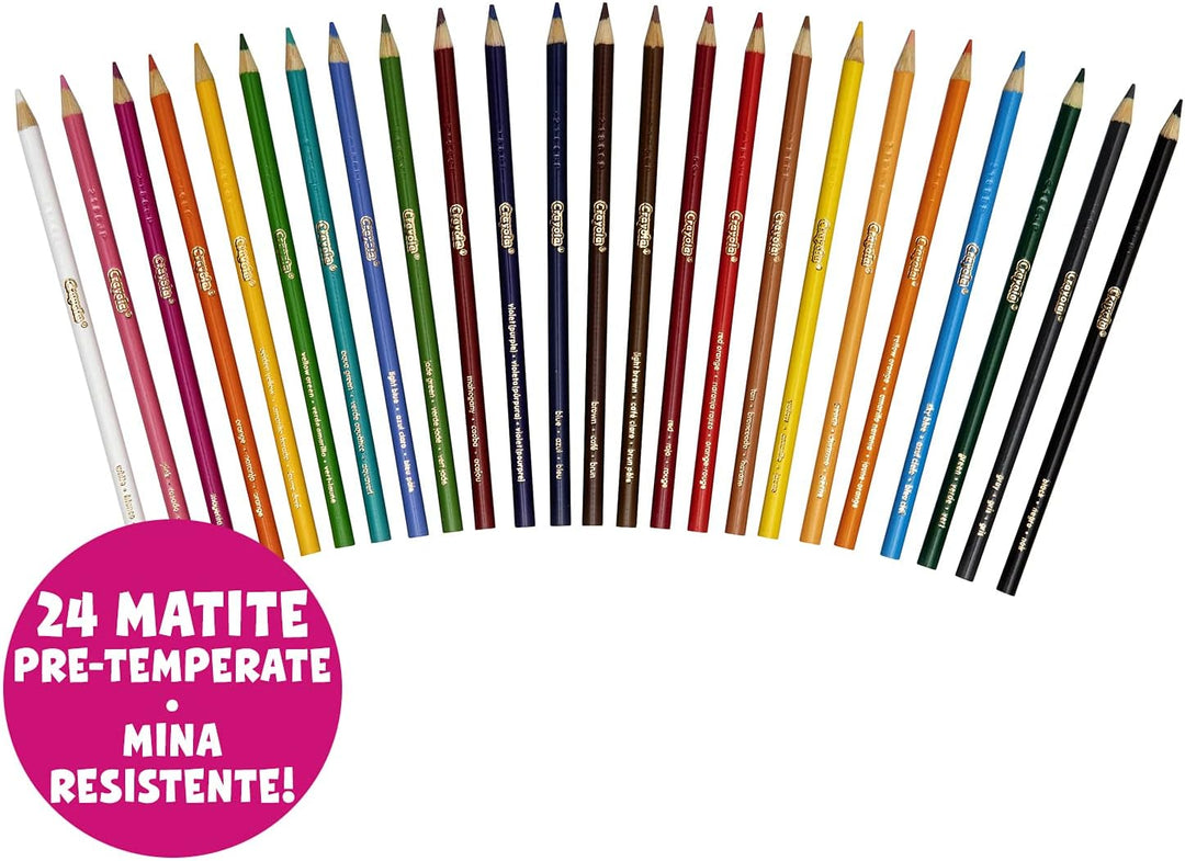 Crayola 24 Coloured Pencils - Pre-Sharpened Art Supplies for Kids