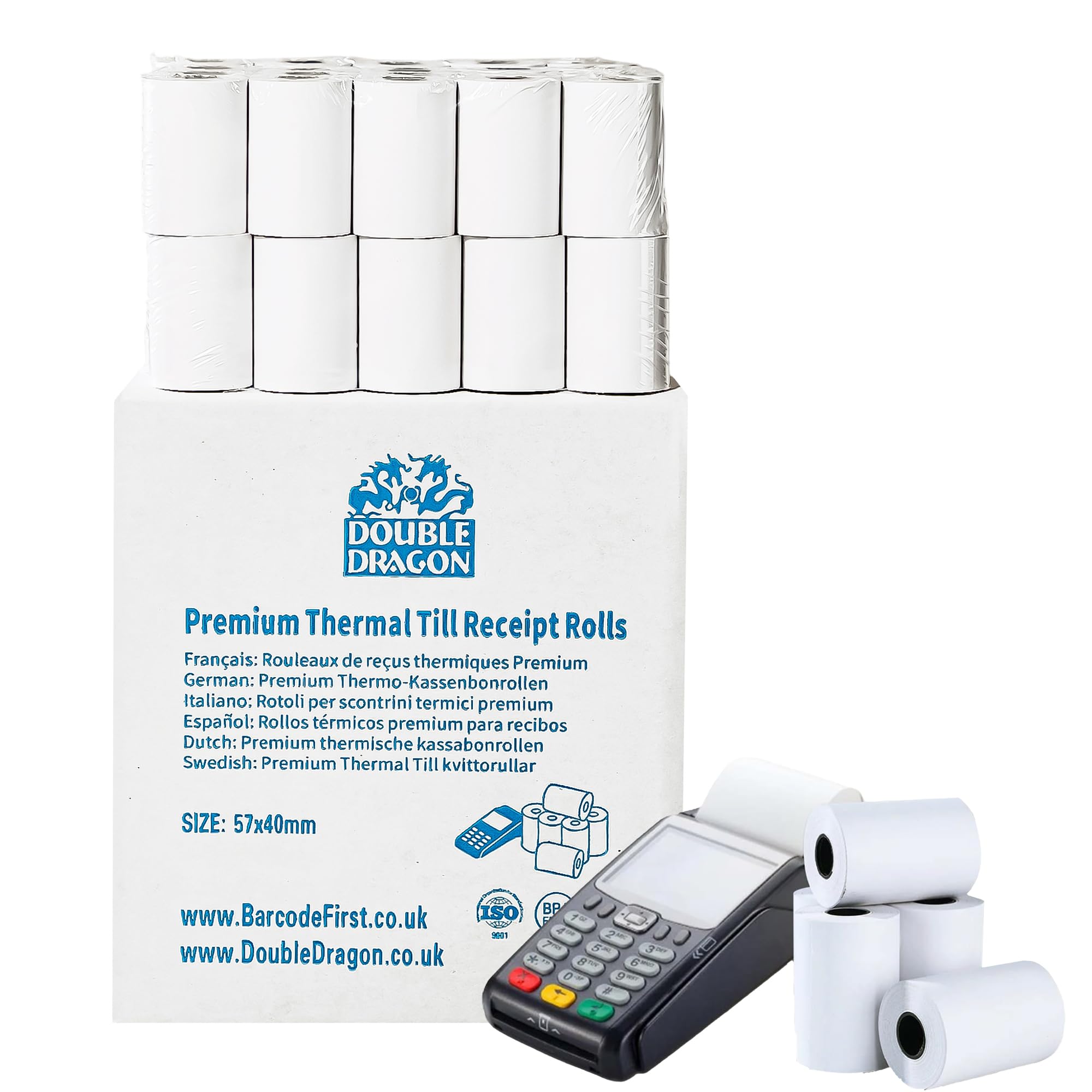 Double Dragon 20 Rolls Thermal Paper Till Receipt Roll | 57 x 40 mm | BPA-Free 1
