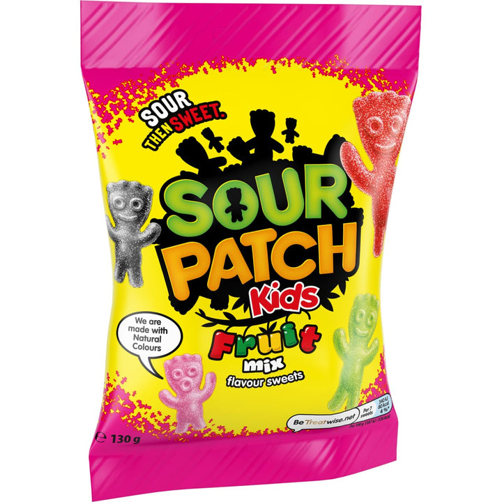 Sour Patch Kids Mixed Fruit Flavoured Sour Sweets, Tangy & Chewy Vegan Candy, 130g