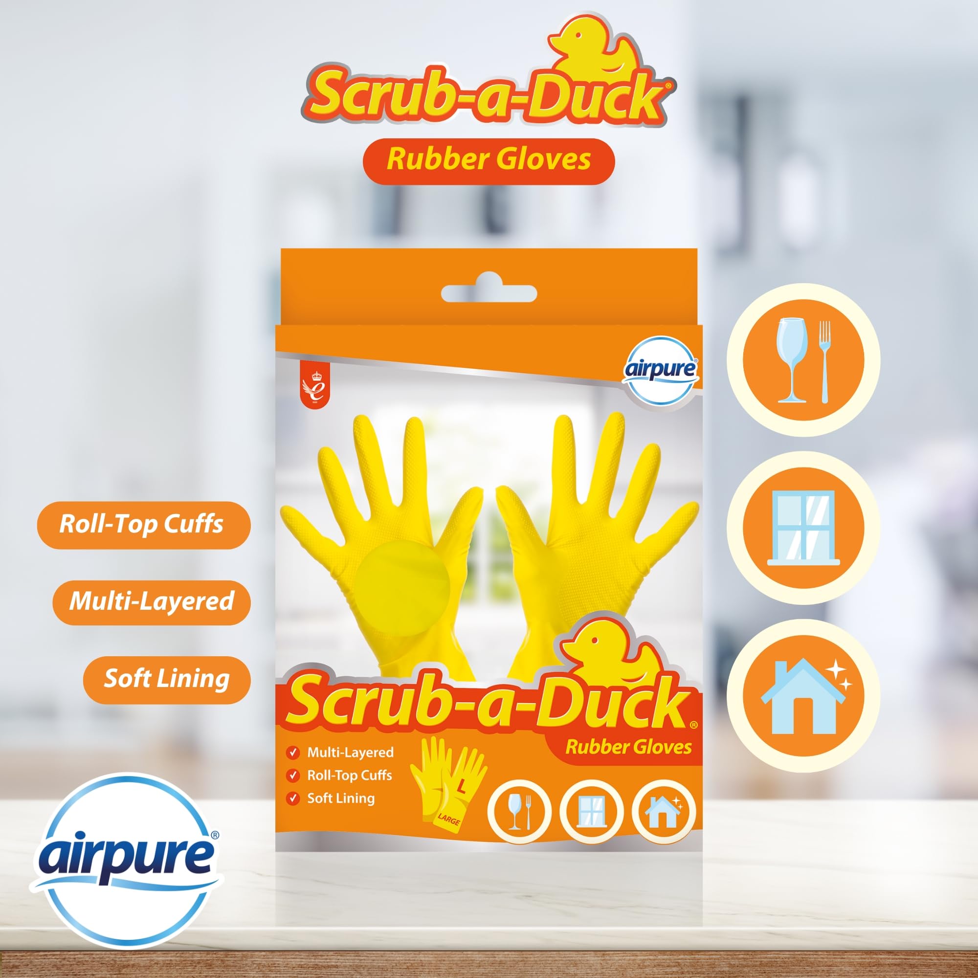 airpure Rubber Cleaning Gloves - Size L Yellow | Water Resistant | Multi Layered 2